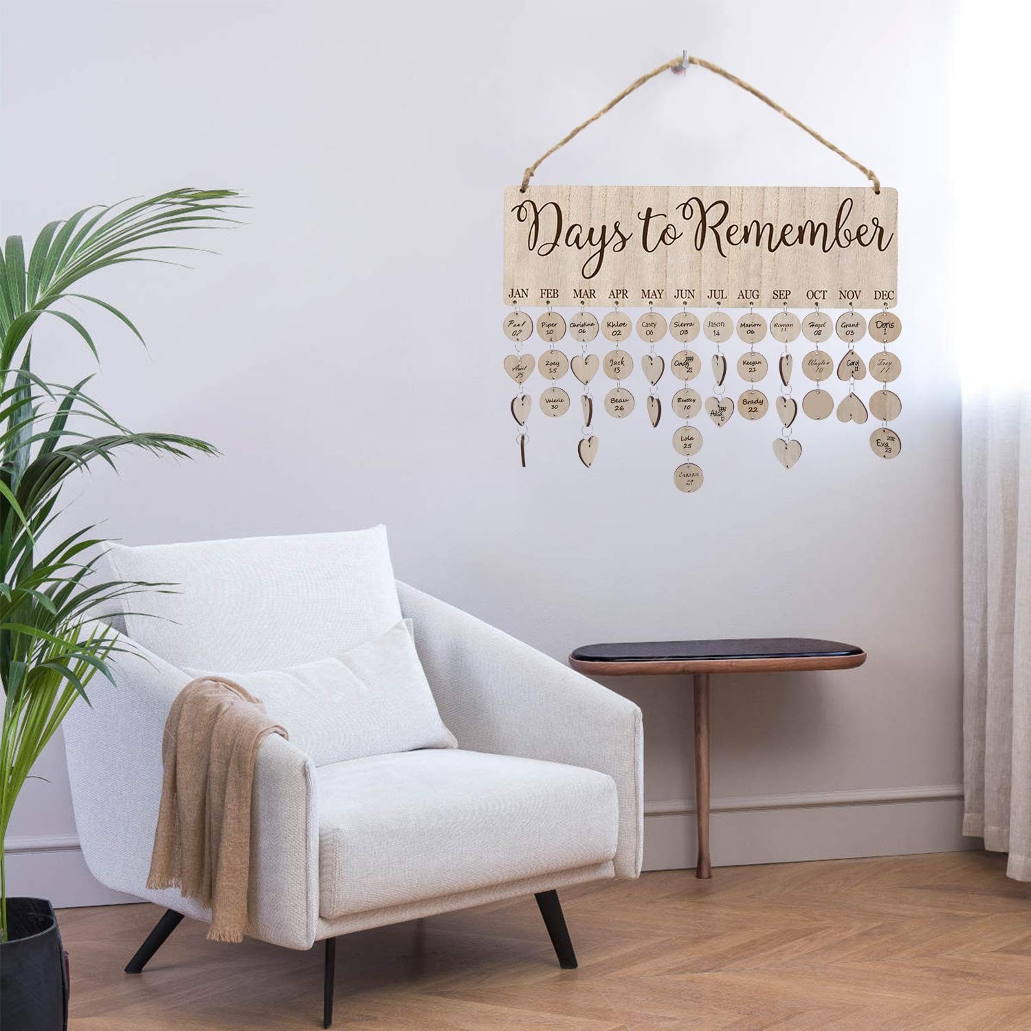 Family Birthday Reminder Calendar Board With Tags,DIY Wooden Day to Remember
