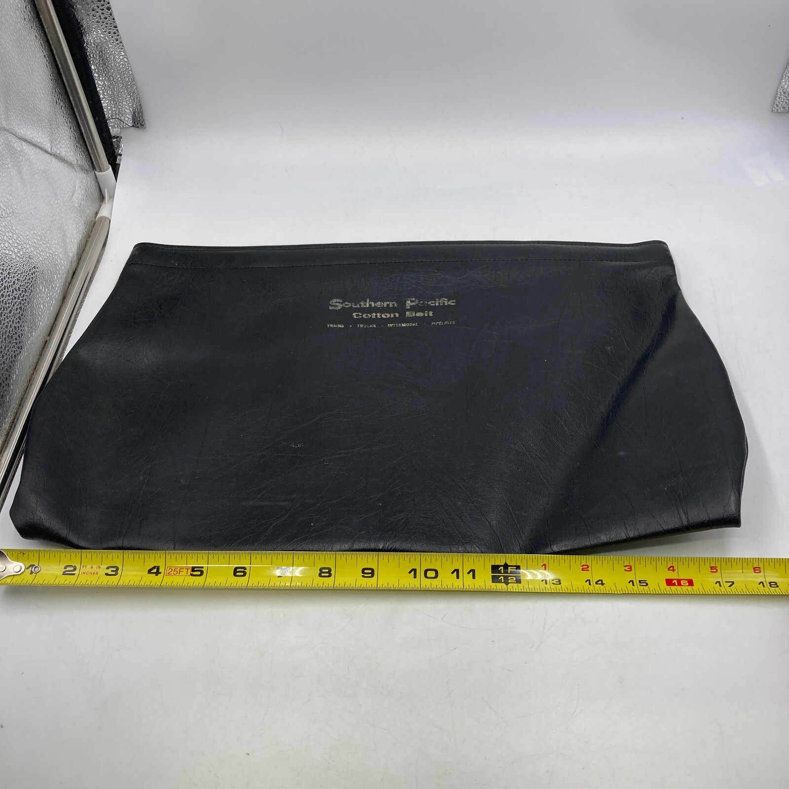 Vintage Black Faux Leather Southern Pacific Railroad Portfolio Documents Pouch