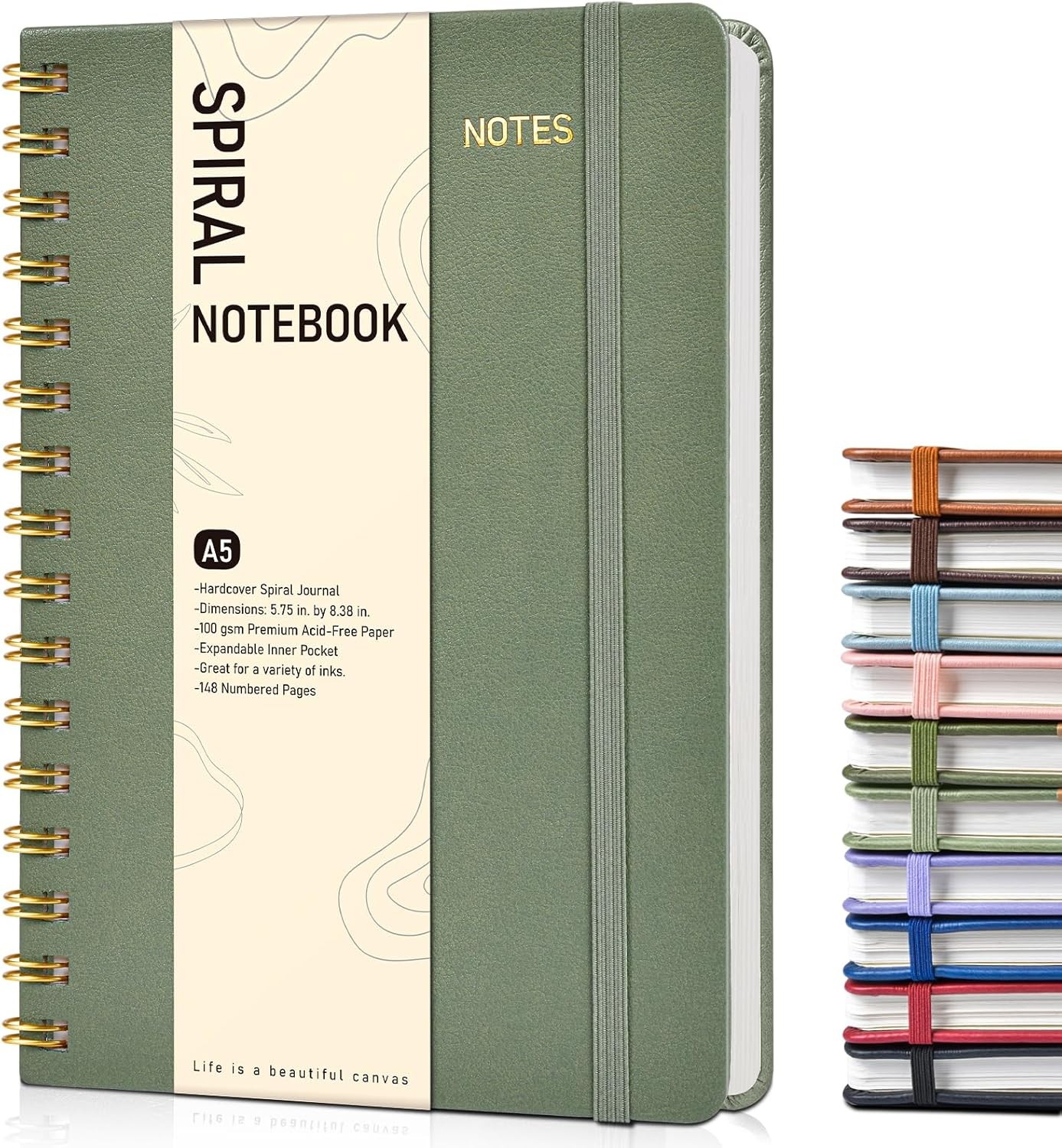 Graph Spiral Journal Notebook, A5 Hardcover Spiral Journals for Women Men, 100 G