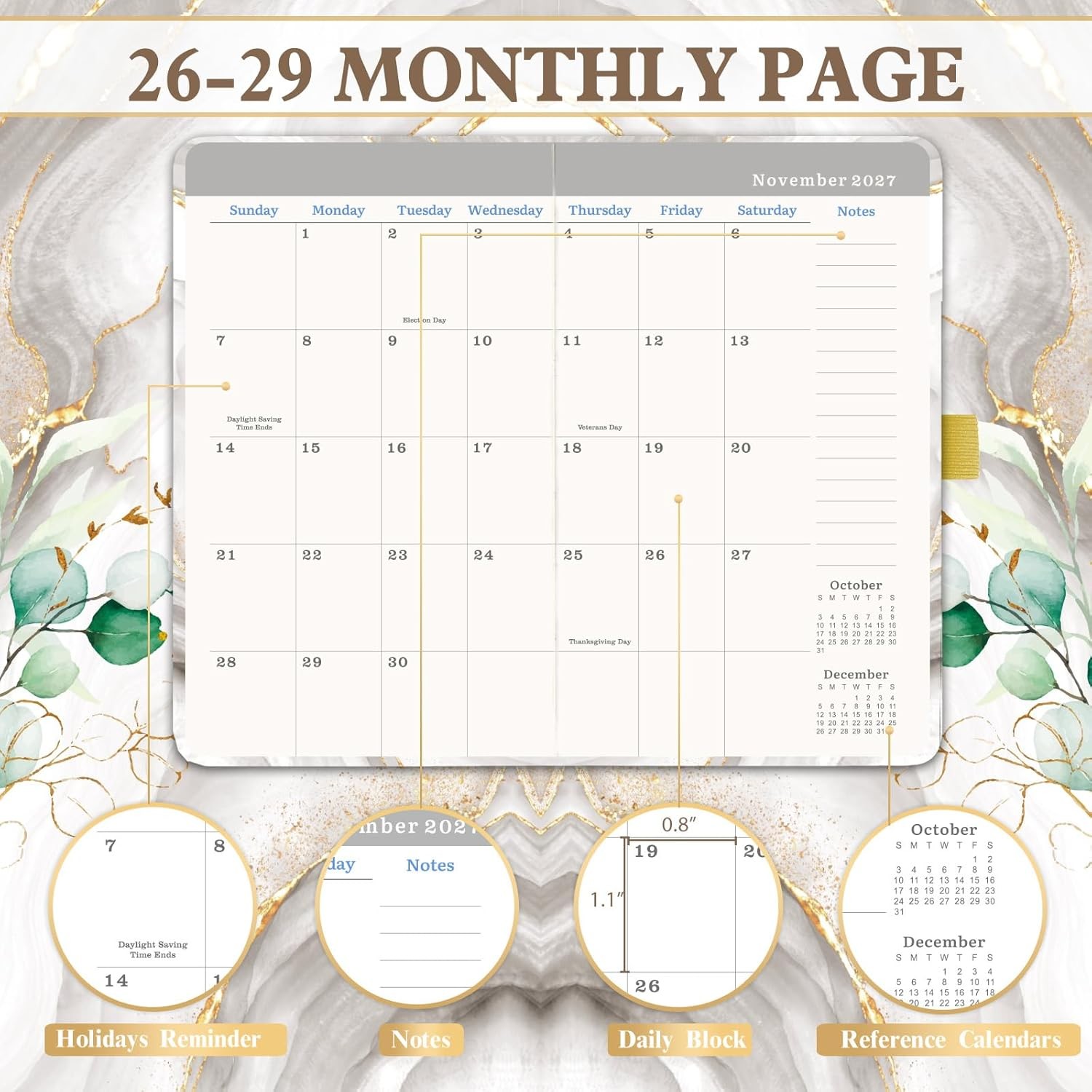 Pocket Calendar -2029 – 3 Year Monthly Planner, July – June 2029, 6.4″ x 3.8″,