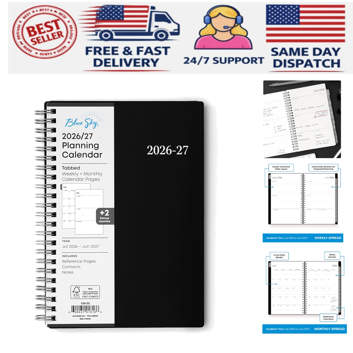 2026-2027 Academic Planner: 5″ x 8″, Durable Wirebound with Flexible Cover