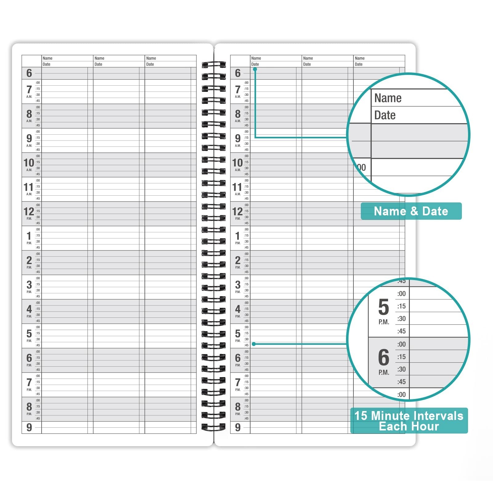 Salon Appointment Book Twin Wire Binding Schedule Book Planner for Hair Stylist
