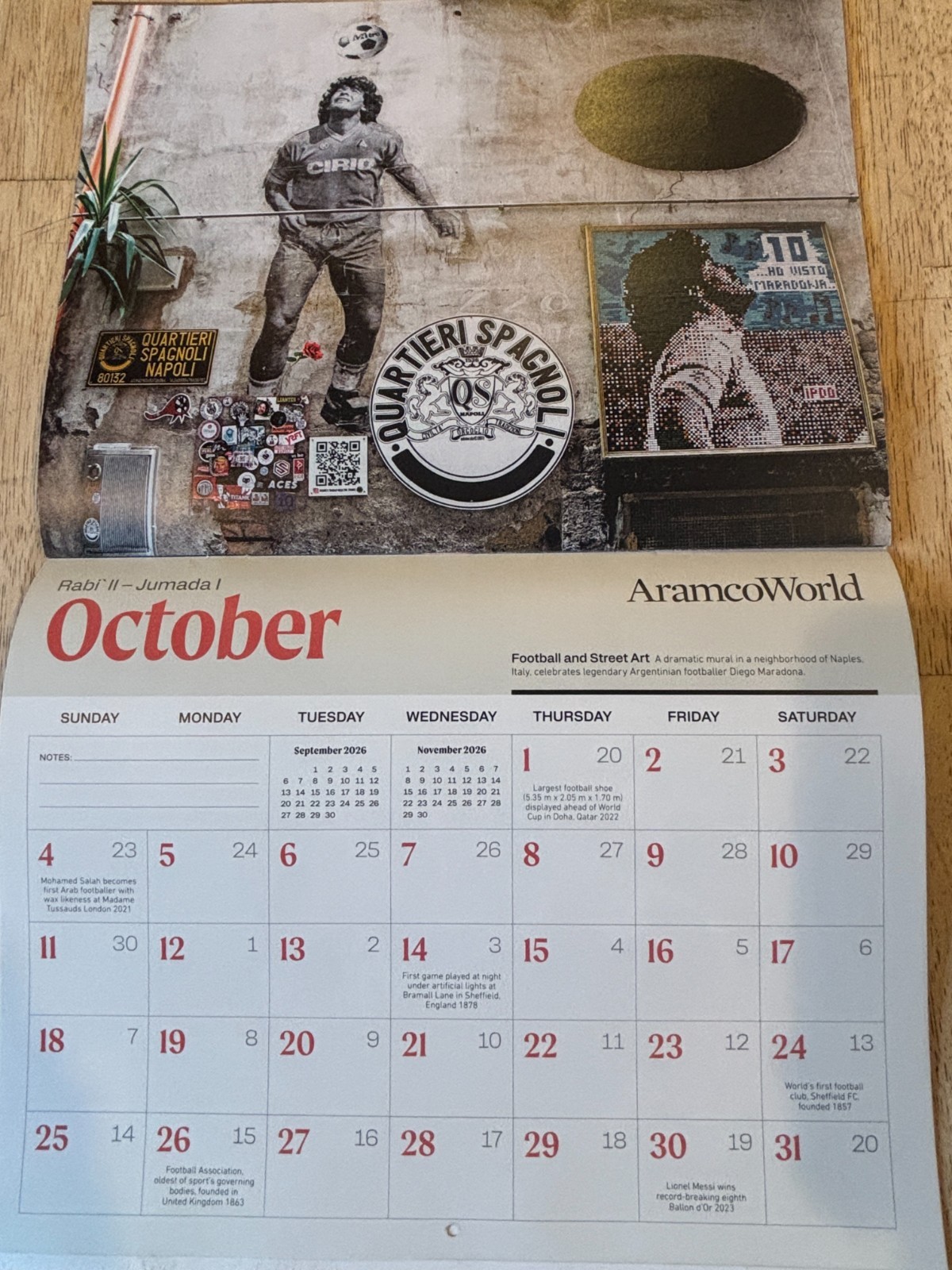 Aramco World- Football is Life- 2026 Gregorian Wall Calendar – Hijri 1447 – 1448