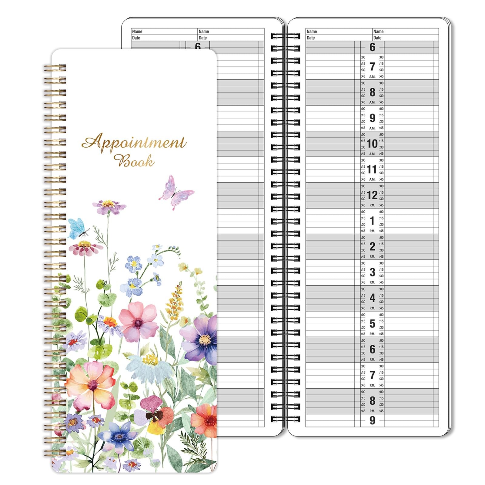 Salon Appointment Book – 11.5″ x X 4.7″, Watercolor Wildflower – 2