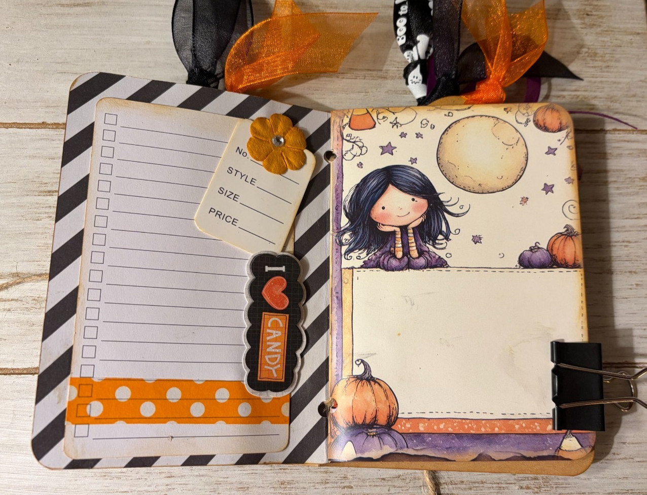 Junk Journal Handmade Booklet Book Vintage “Cute Halloween” Pockets, Ephemera