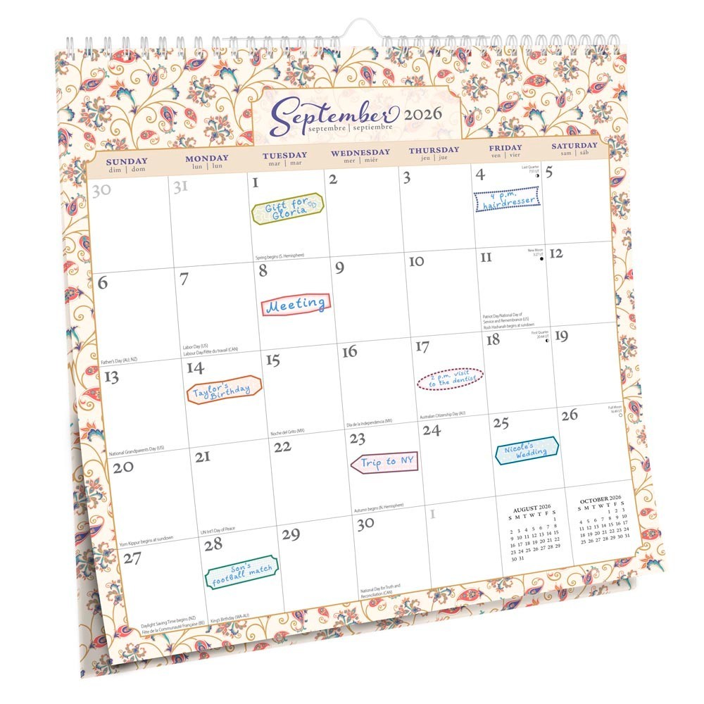Tuscan Delight | 2026 12×12″ (Hanging) Monthly Square Wire-O Calendar