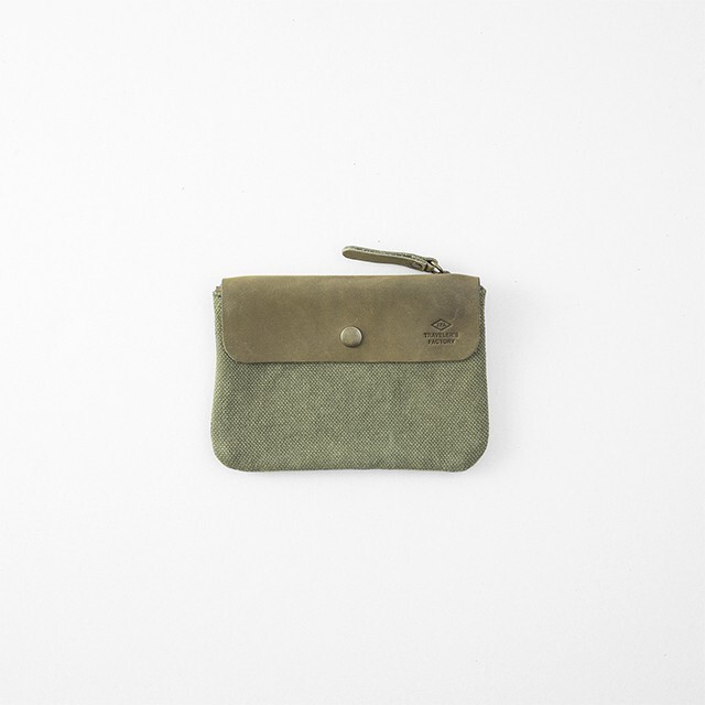TRAVELER’S FACTORY Canvas Pouch Olive SS size 12x17cm