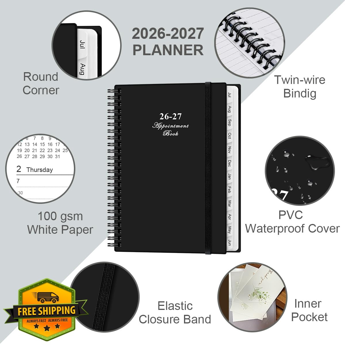 Yaridar Appointment Book 2026-2027 Black