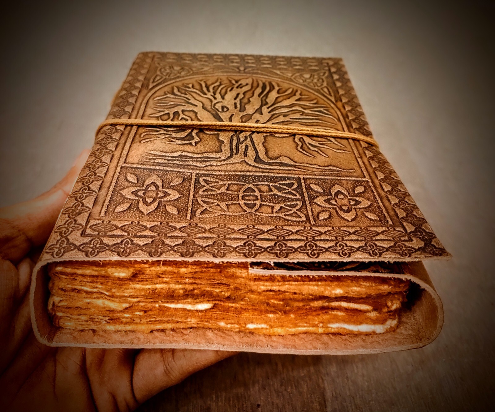 Handmade Tree of Life Embossed Leather Bound 200 Page Unlined Unisex Journal
