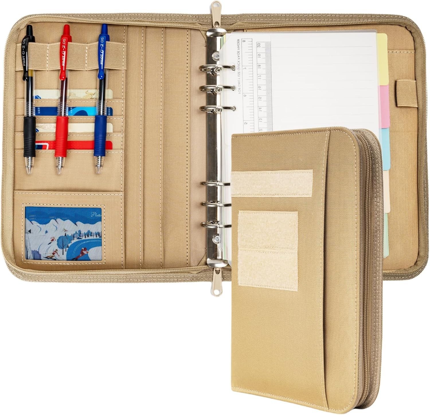 Tactical Padfolio Ring Binder with Zipper Refillable Planner for Men Military