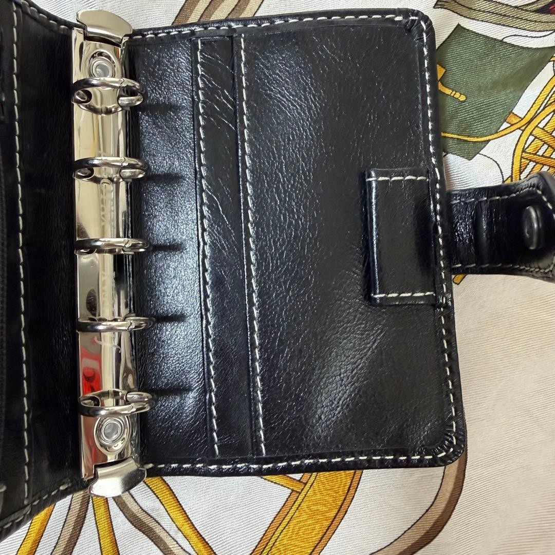 Filofax Malden M5 Pocket Slim Leather Organizer Black Japan Used