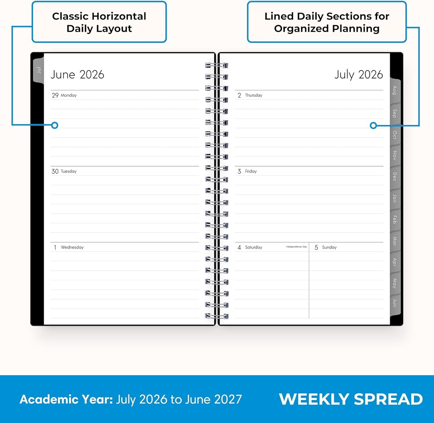 2026-2027 Academic Planner: 5″ x 8″, Durable Wirebound with Flexible Cover
