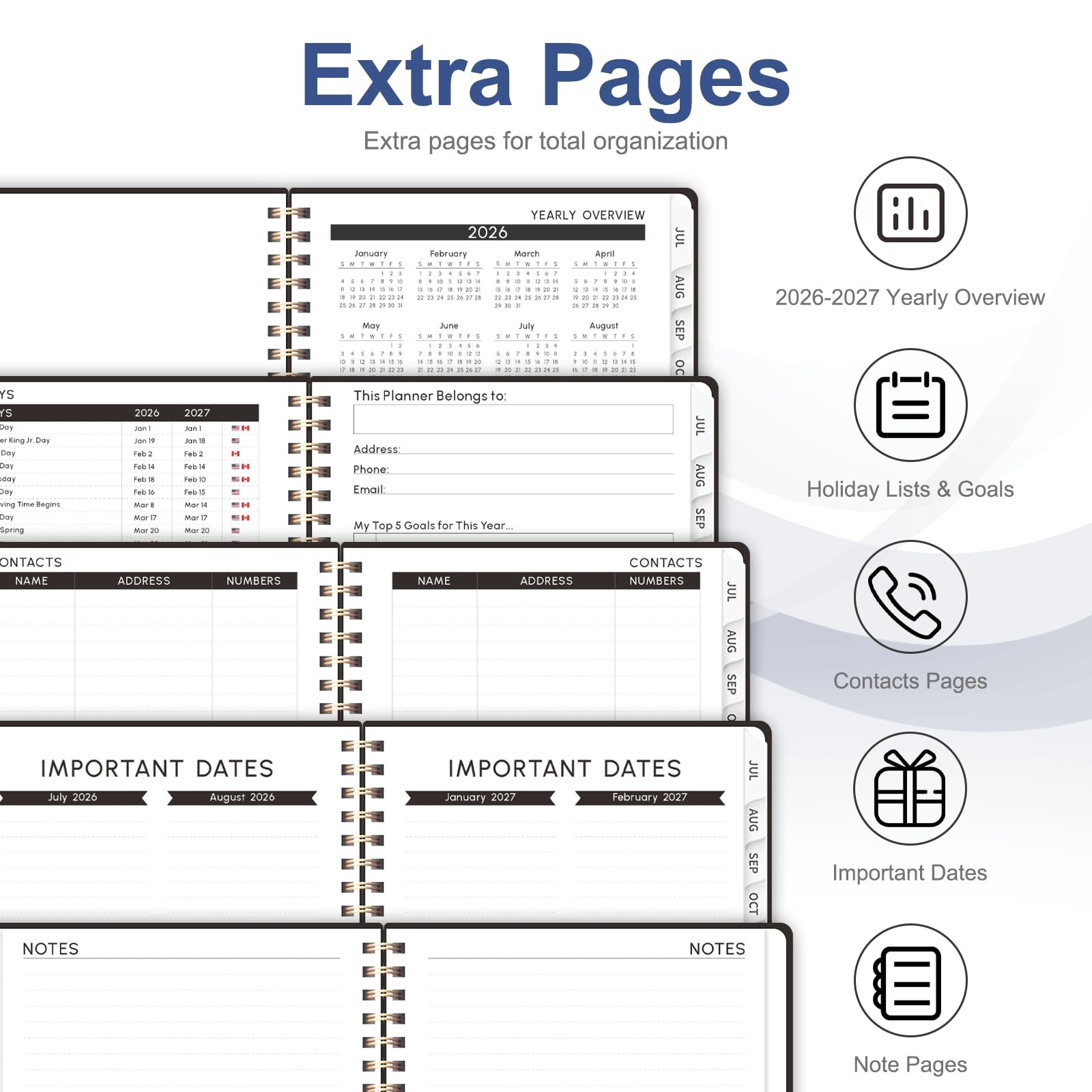 Planner 2026-2027, Weekly and 6.3″x8.5″(Jul 2026-Jun 2027), 2607-C-Black