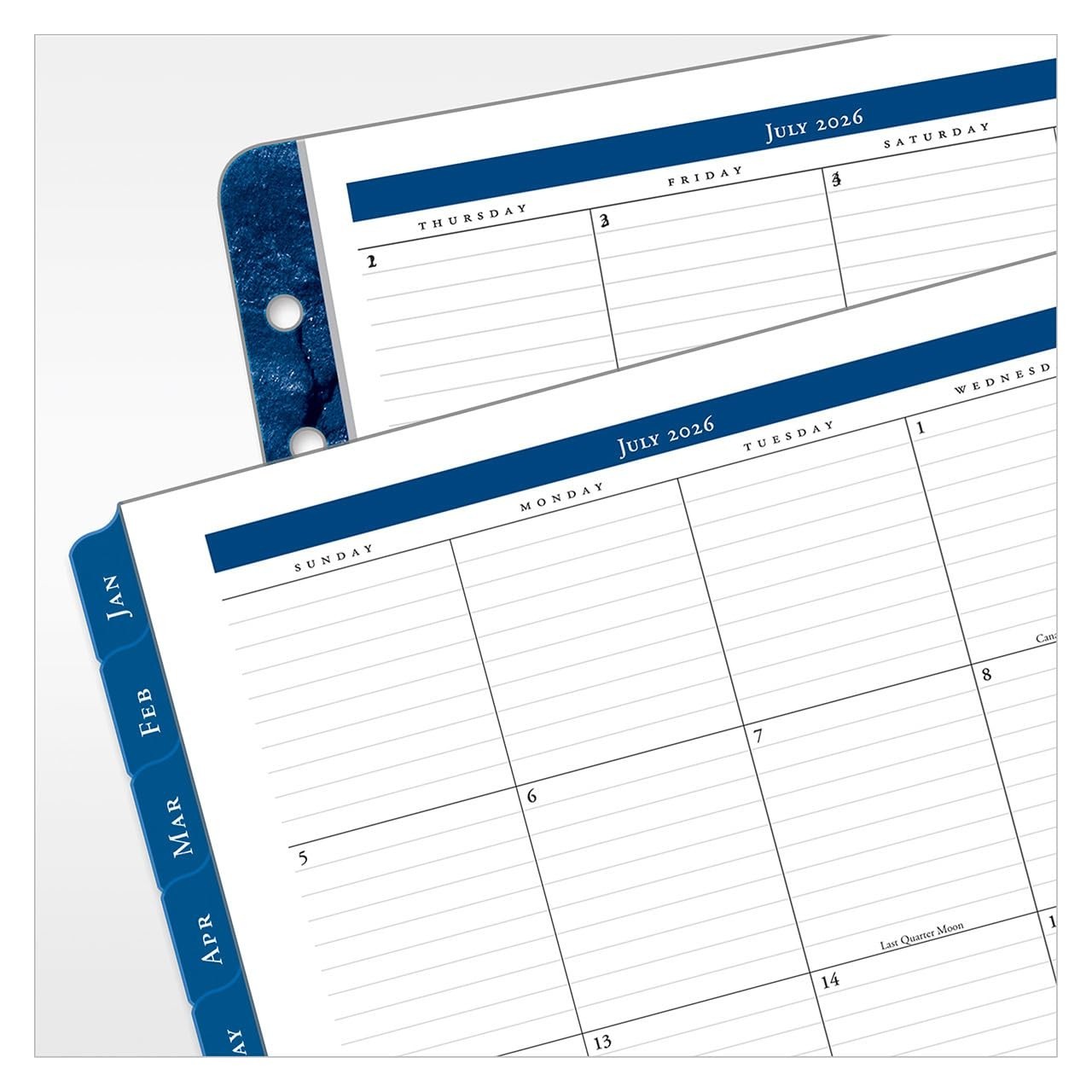 Monticello Ring-Bound Planner Refill – Two Page Per Day, Monarch Size, Jul 2026