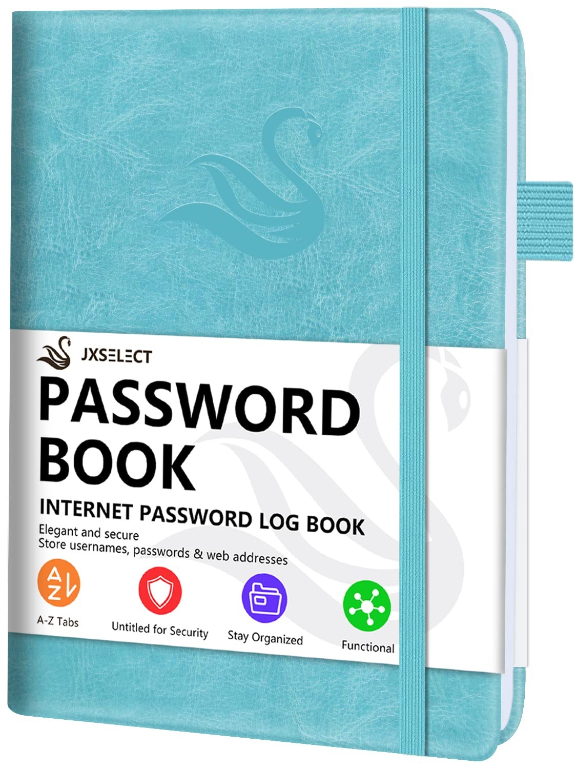 Elegant Password Book with Alphabetical Medium (5.2 x 7.6 Inch), Turquoise