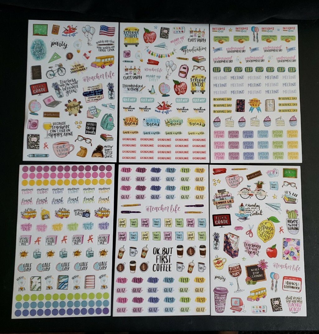 Bloom Daily Planner Teacher Sticker Pack 6 Sheets 430+ Stickers Weekly Monthly