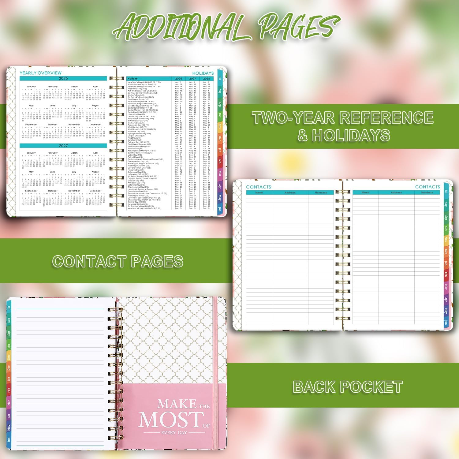 2026-2027 Planner – Weekly & Monthly Planner 2026-2027 with Tabs, 6.4″ x 8.5″, J