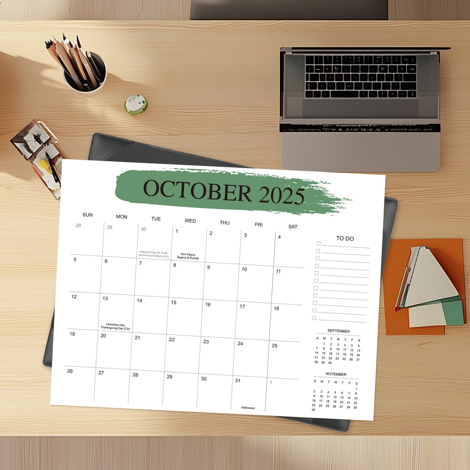 Desk Calendar 2026-2027 with Desktop Mat – 22″ x 22 Inches X 17 Inches, Black