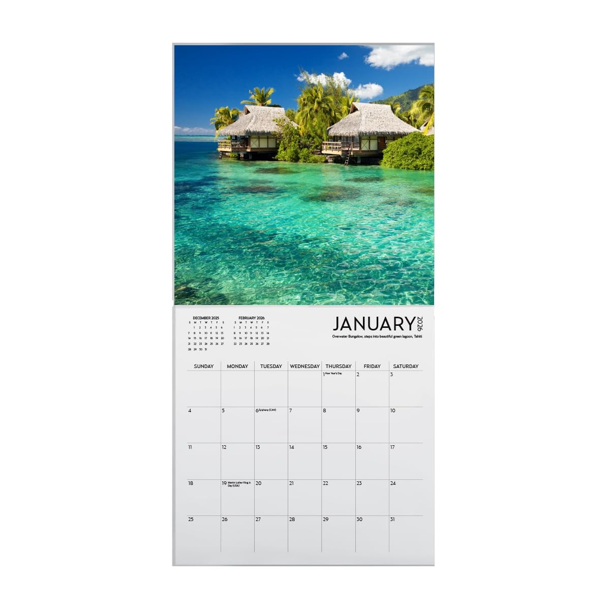 Beaches Calendar 2026, Large 12 x 24 inch, Wall Calendar,