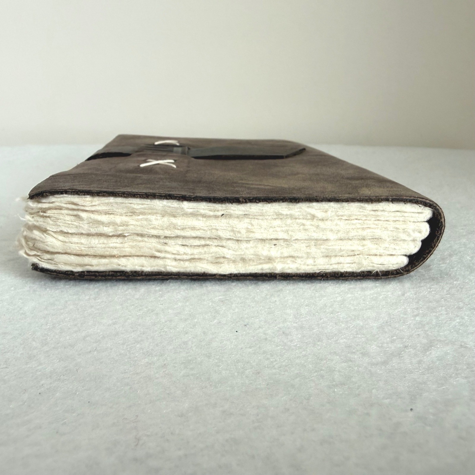 Kathmandu Valley Co Leather Journal Lokta Paper Handmade Nepal Brown Suede 5.5×8