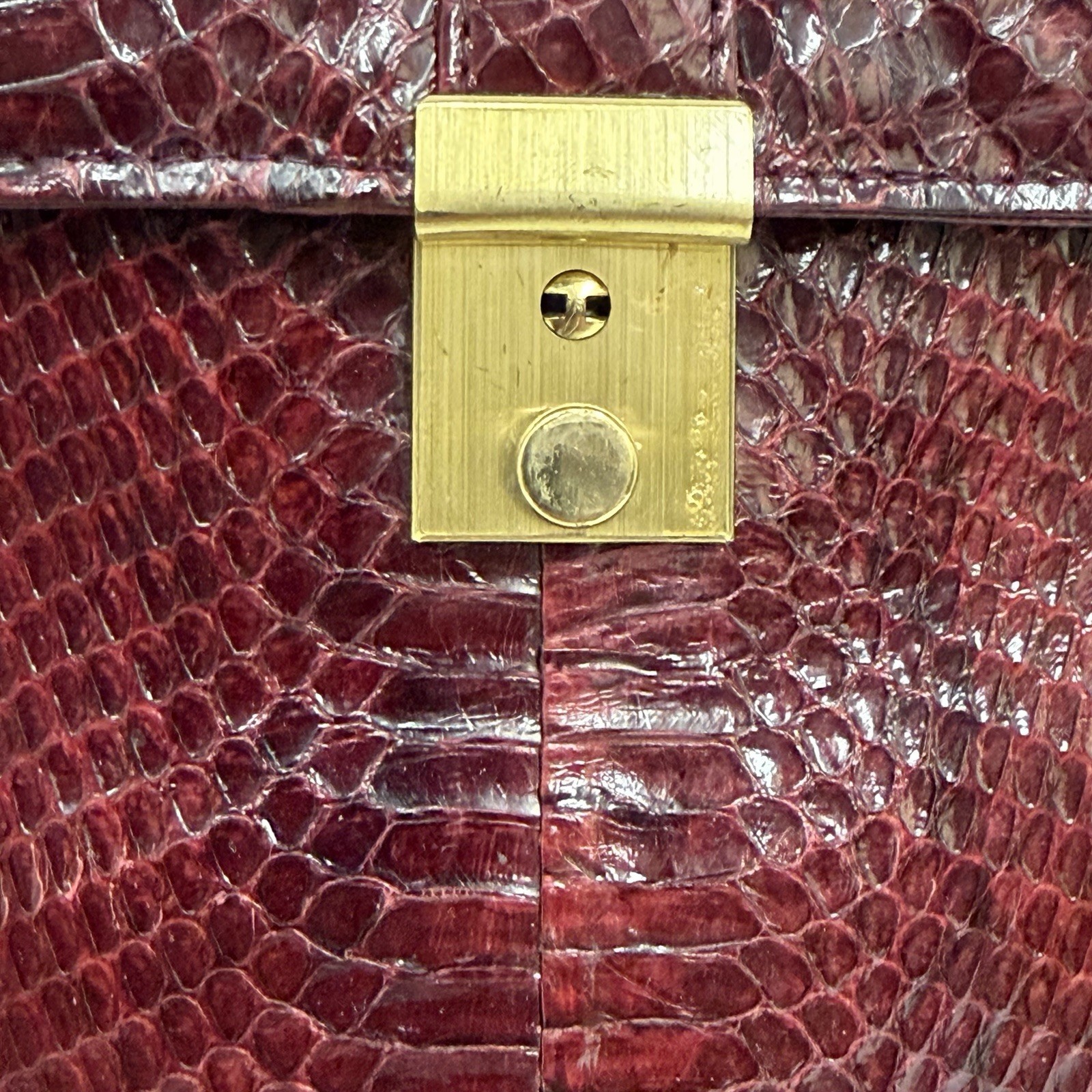 Vintage Snakeskin Portfolio Clutch Burgundy Large 15″ by 9 7/8″ For Laptop IPad