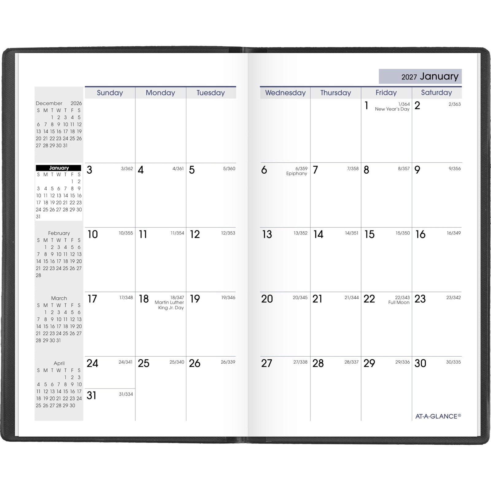 AT-A-GLANCE 2027 Planner, Monthly, 14-Month Dec-Jan, 3.5″ x x 6″, Black