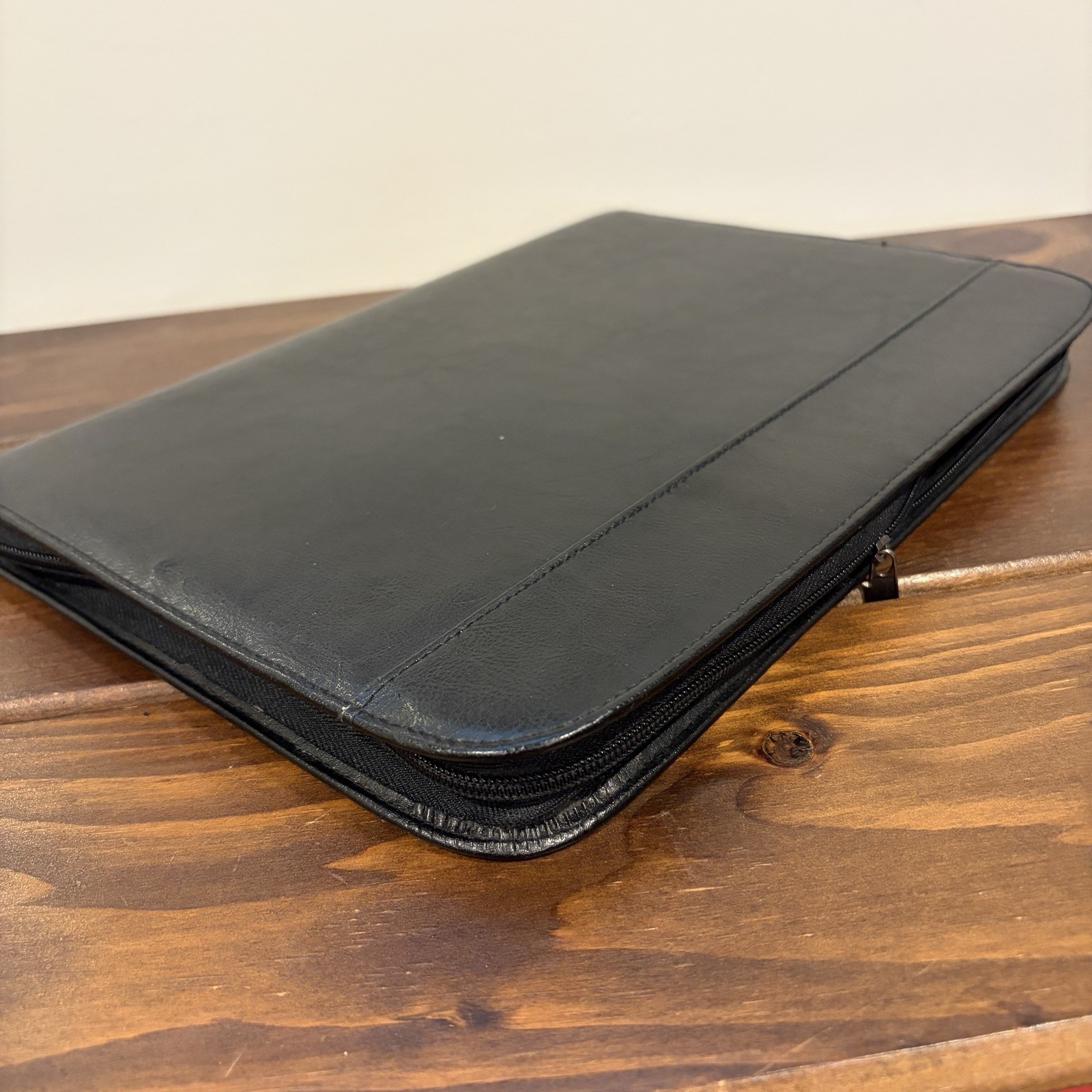 Zippered Padfolio Letter Portfolio Executive Organizer Universal Black Leather