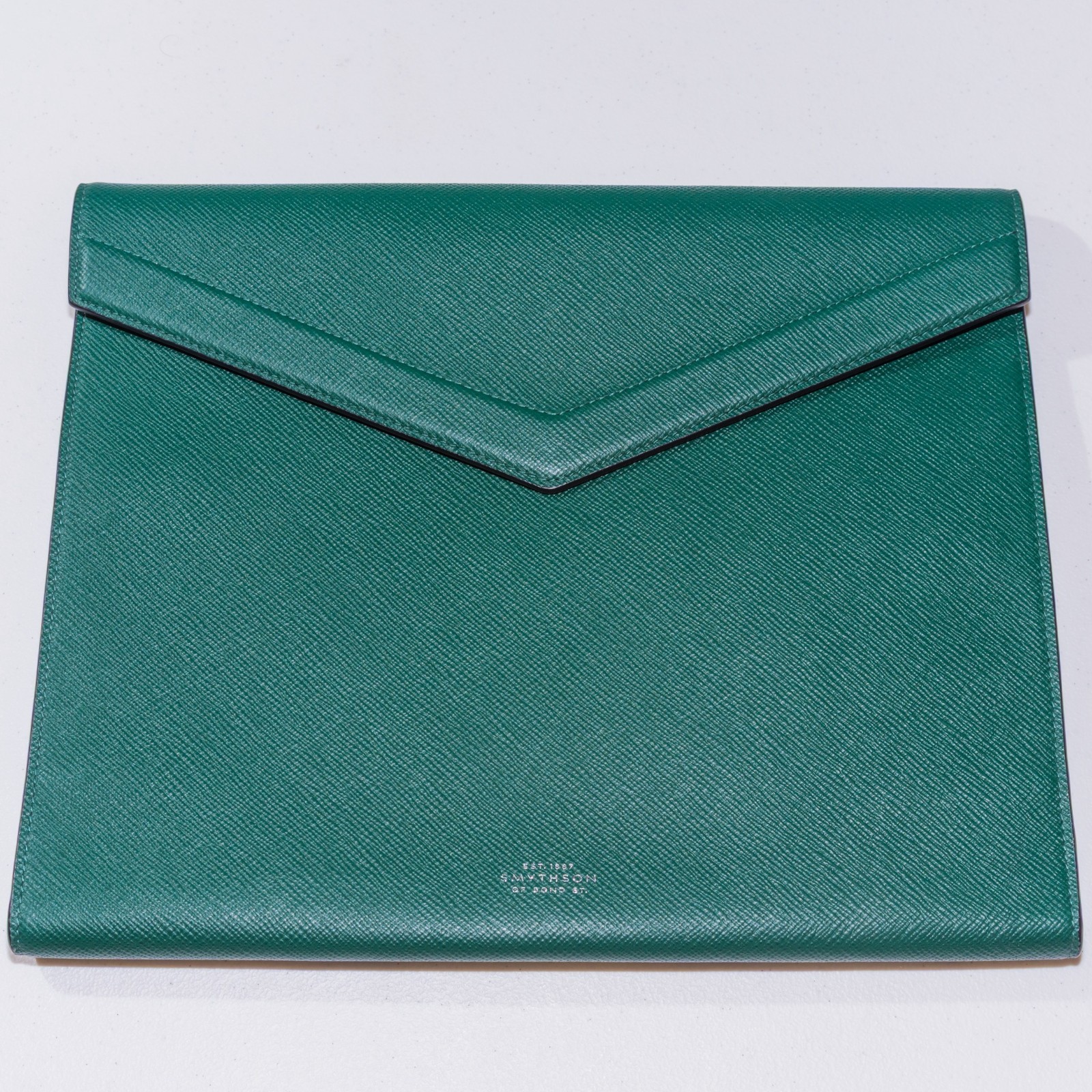 New Smythson Green Leather Panama A4 Writing Zipper Folder Portfolio