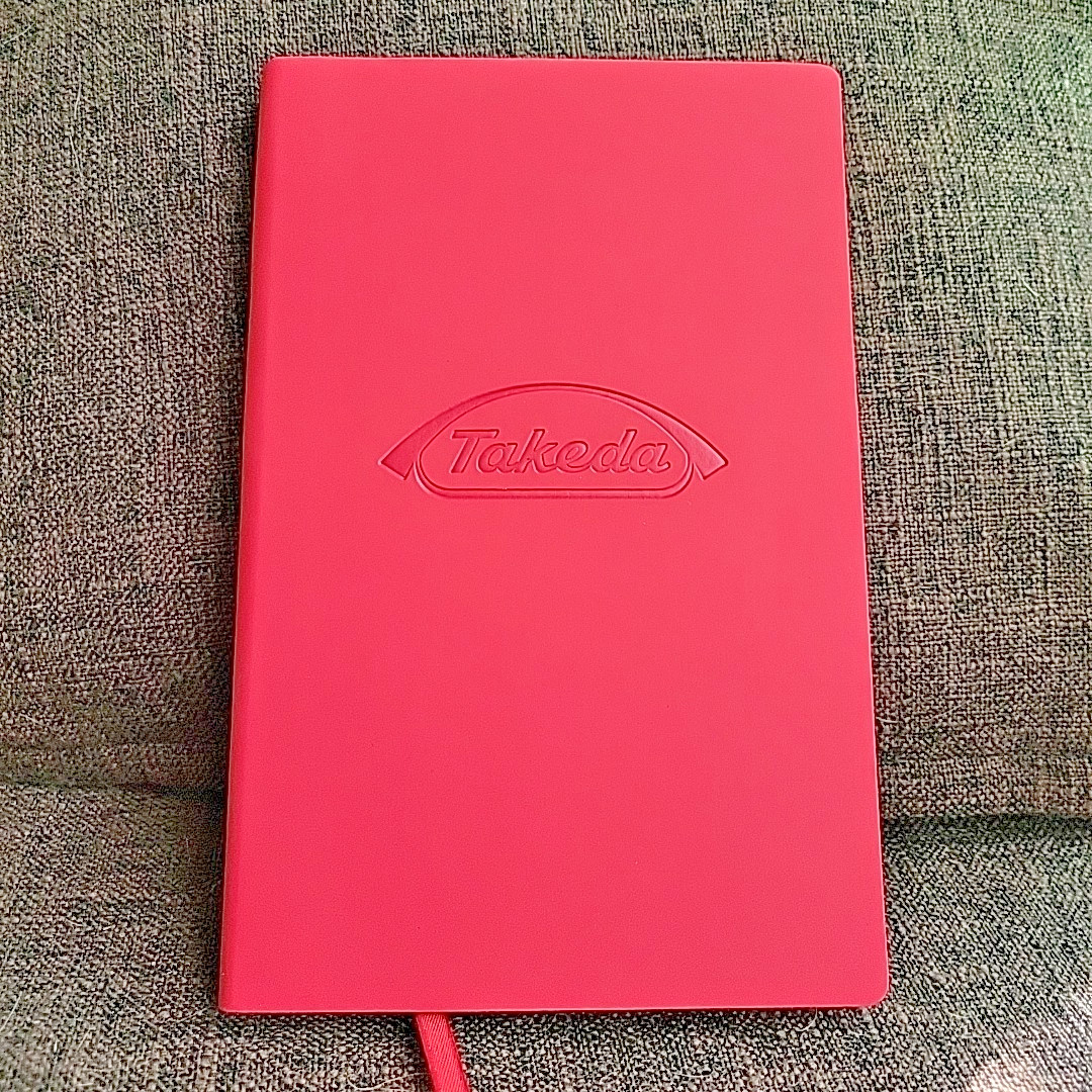 Red Leather Journal Takeda Logo Blank Lined Notebook 8.25″ x 5.37″ FREE SHIPPING