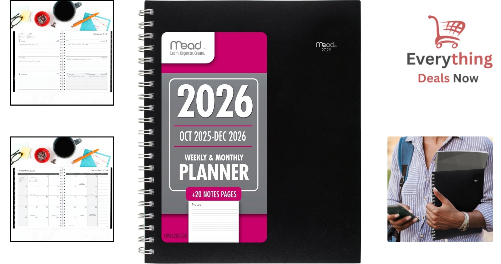 2026 Black Weekly/Monthly Planner, 8.5 x 11 – Covers All Your Planning Needs