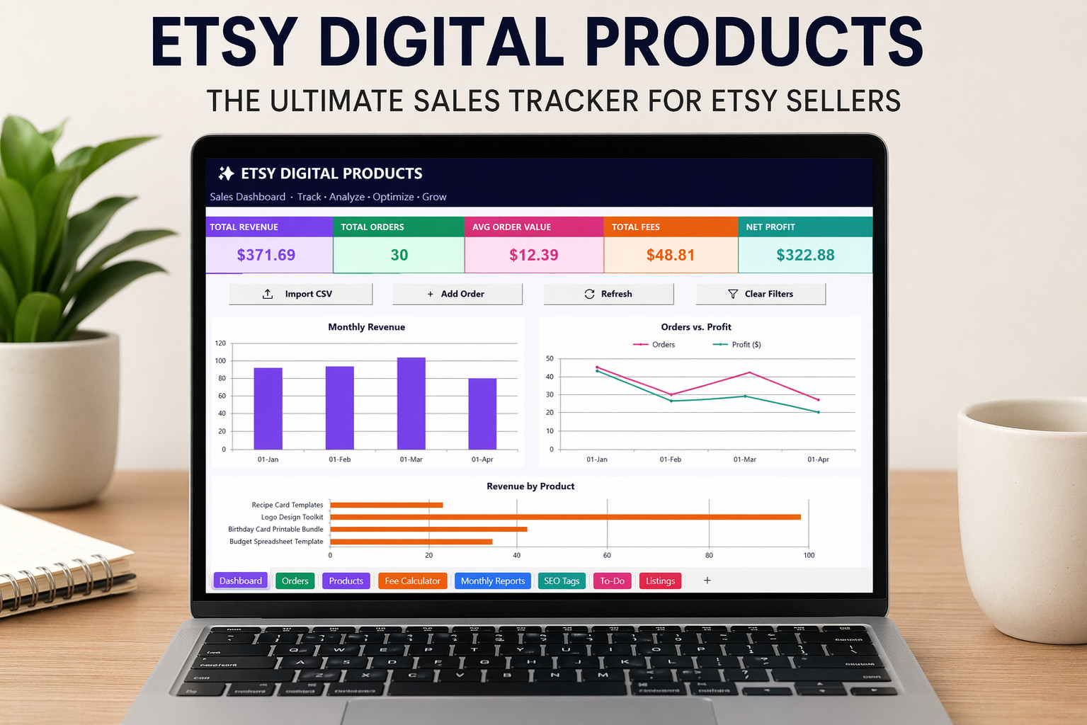 Sales Tracker | Fee Calculator | Digital Product Shop Manager | Instant Download