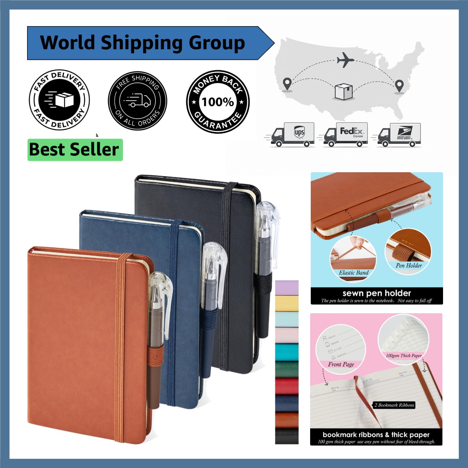 Versatile A6 Leather Notepad Journals Set – 408 Lined Pages for Note Taking