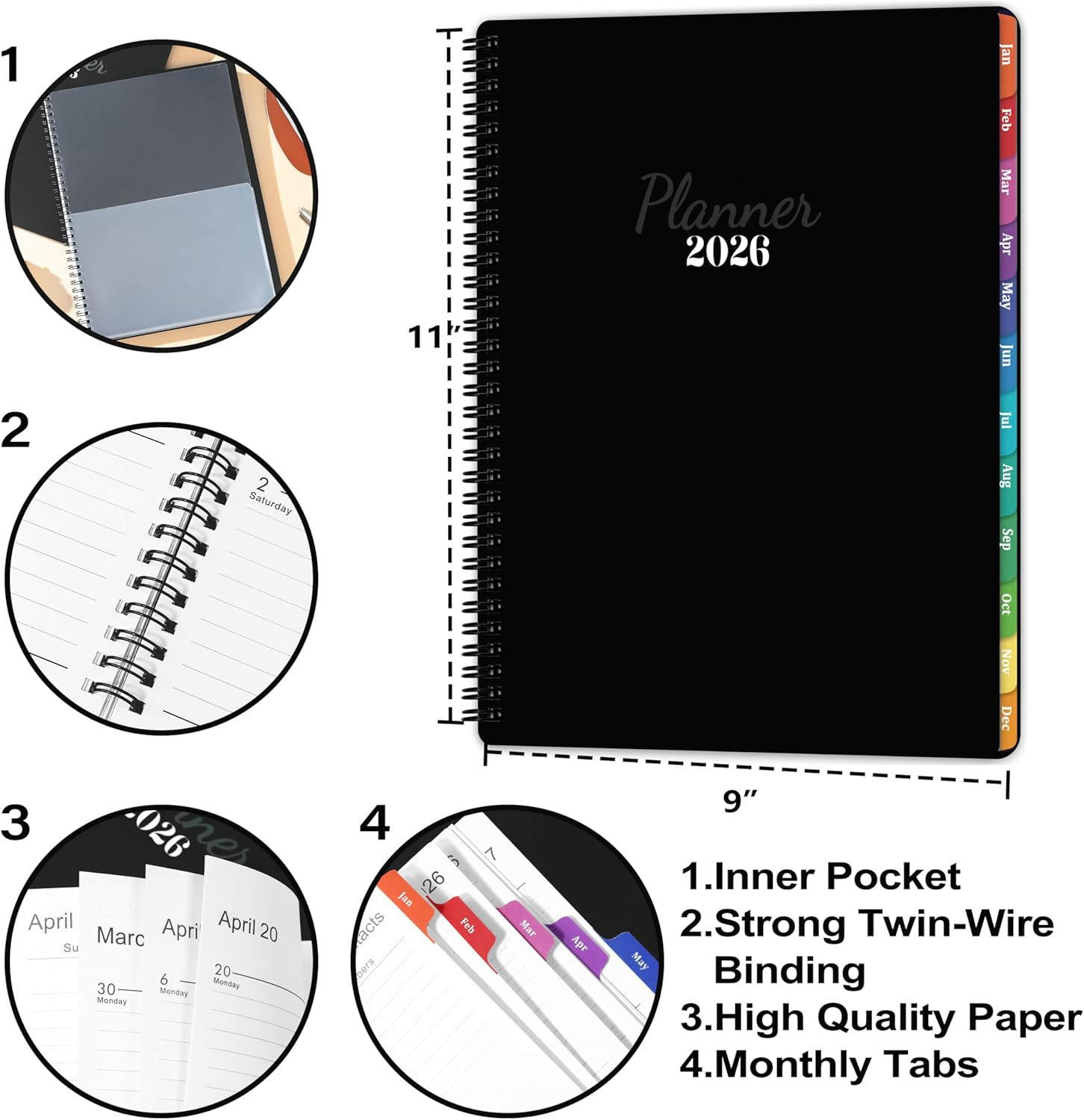 2026 Planner – 2026 Planner Weekly and Monthly, JAN. 2026 – DEC. 2026 11” X 9”