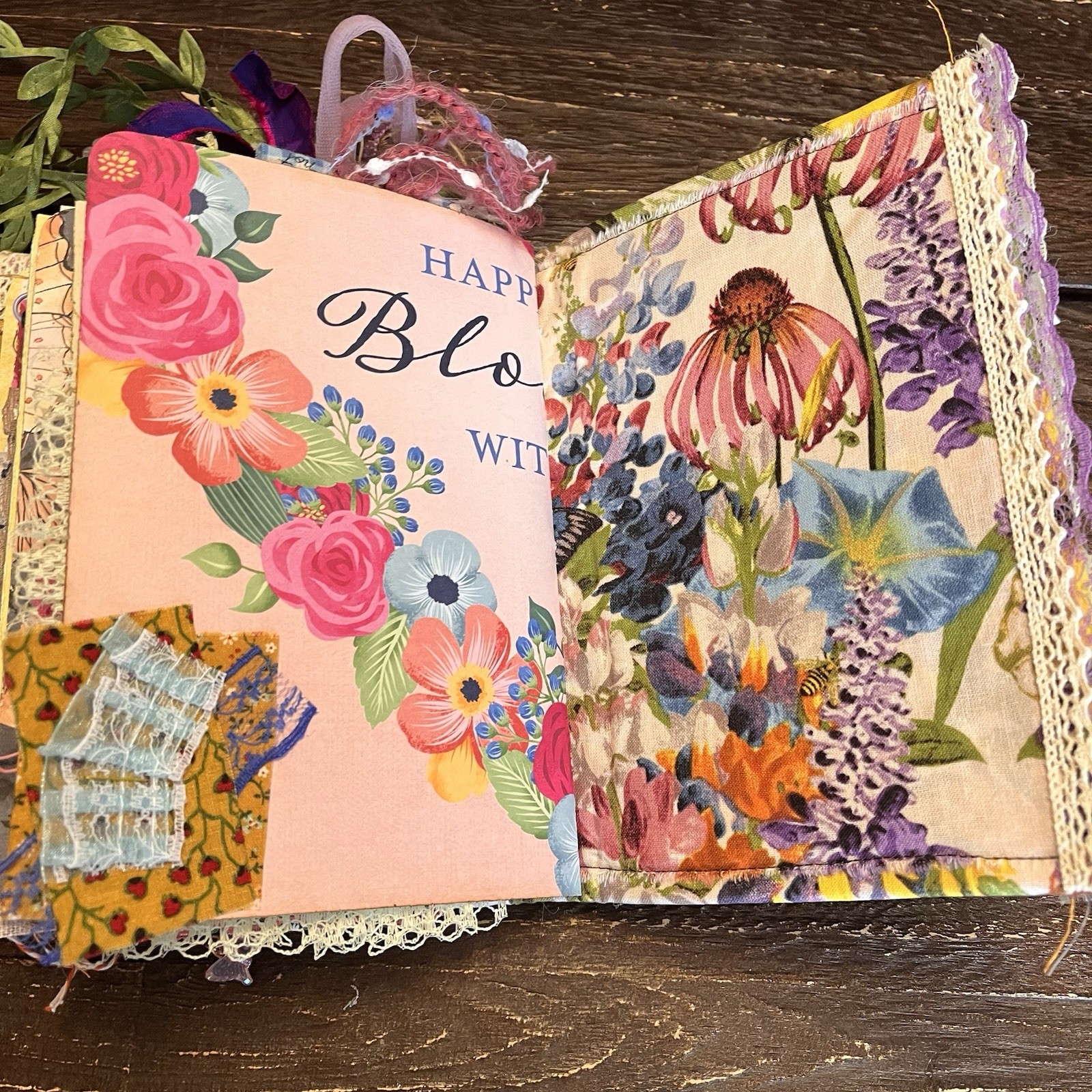 Butterfly Junk Journal Faith Floral Nature Flowers Softcover Decorated 3 Sig