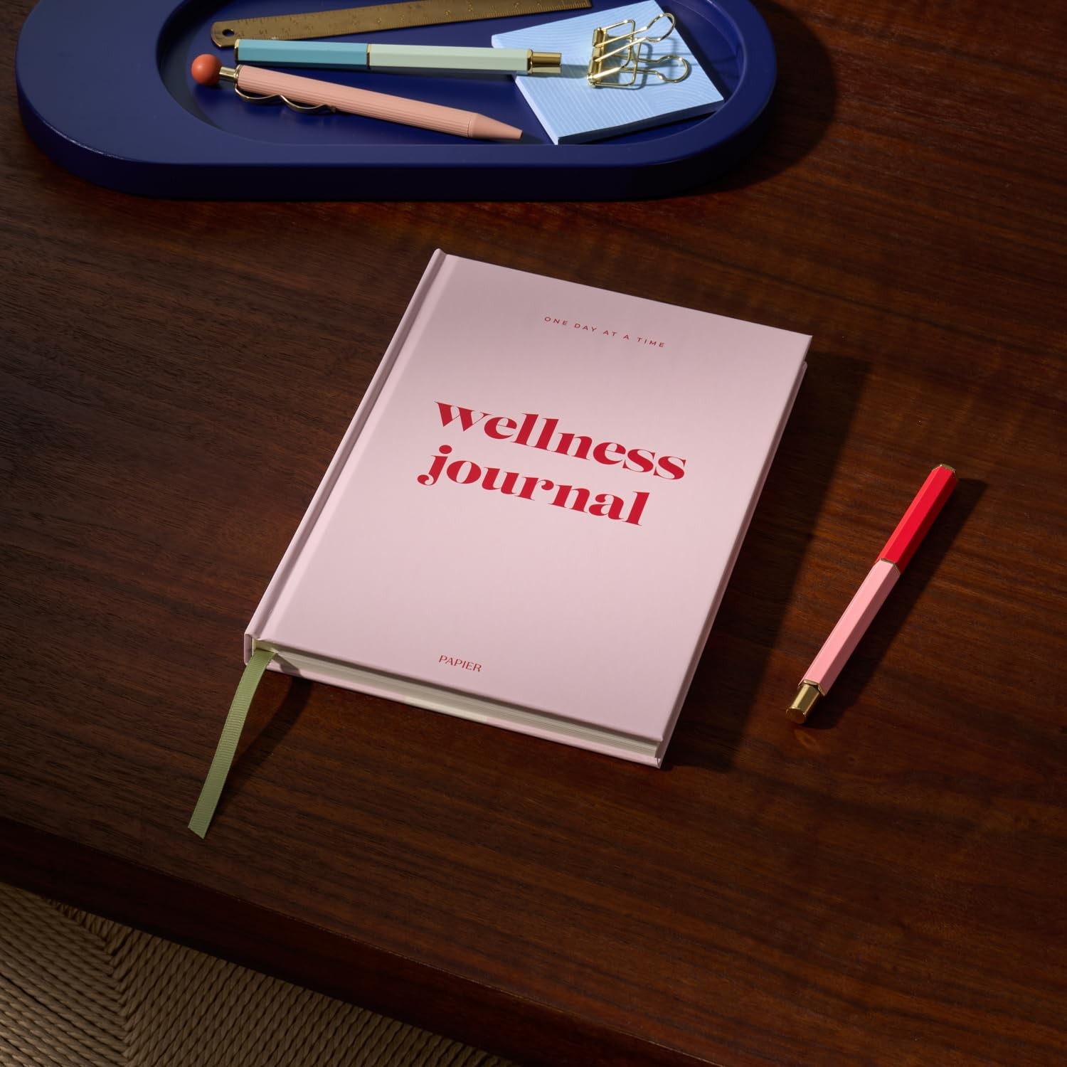 Papier Daily Wellness Journal Diary – Baby Pink, 8.46″ L x 6.02″ W | Hardback…