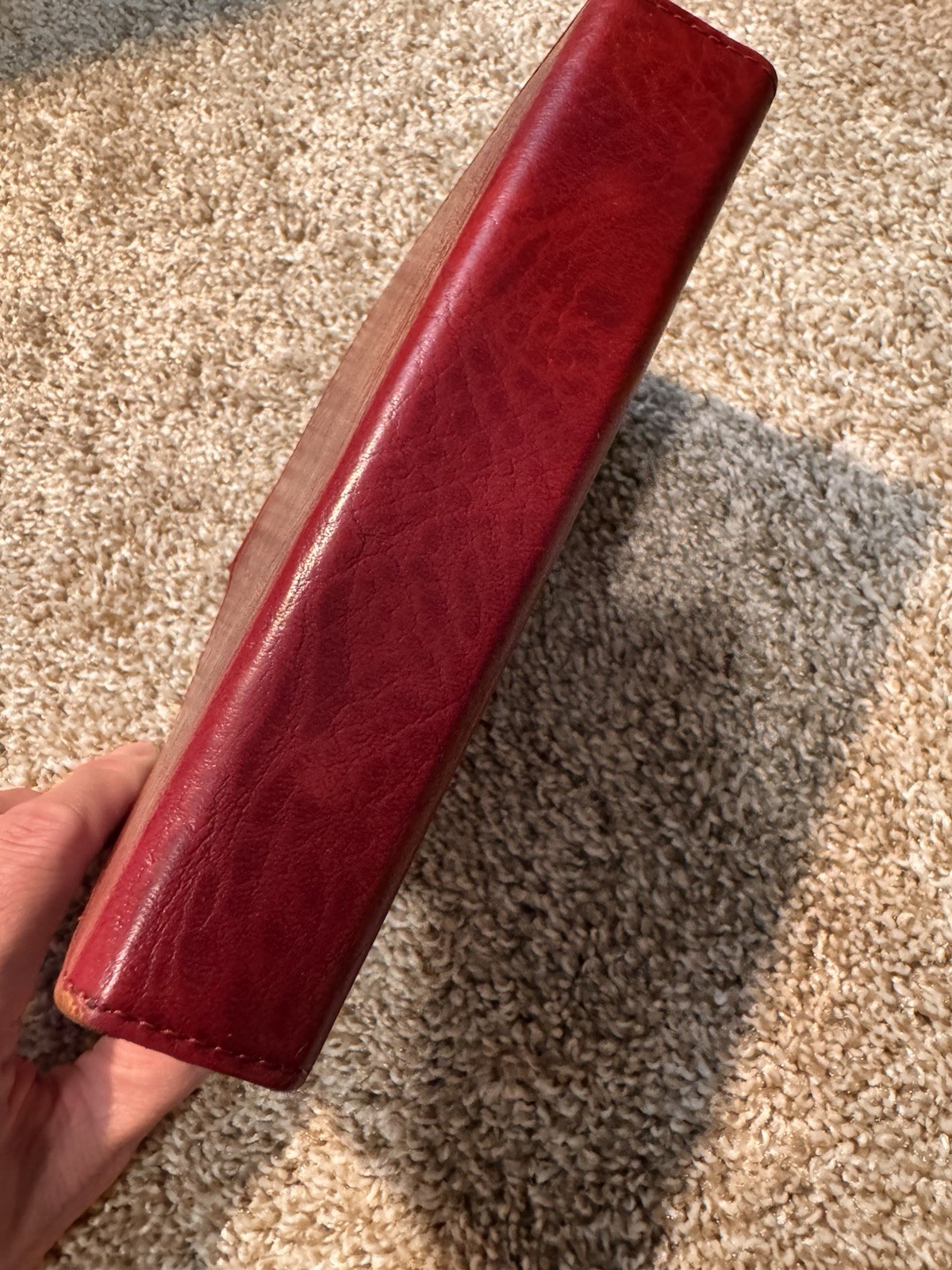 Vtg Day Runner Red Genuine Leather Planner 6-Ring Binder Compact Organizer + Tab