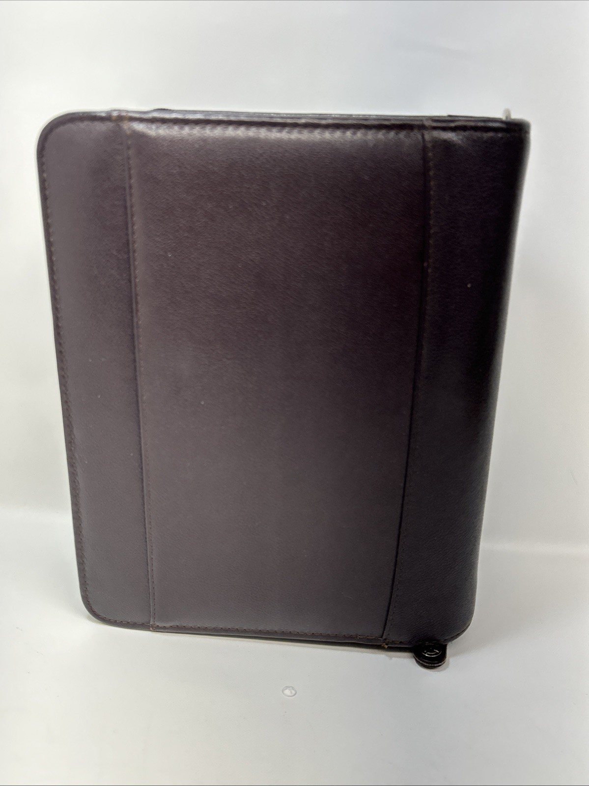 FRANKLIN COVEY Planner Binder Cowhide Leather 7 Ring Zip Closure Dark Burgundy
