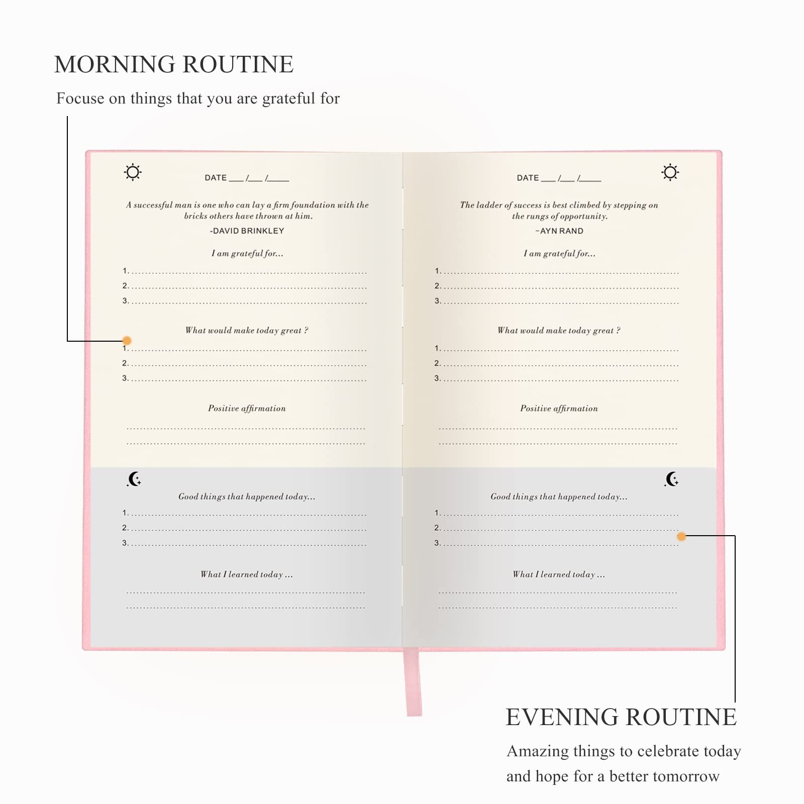 The Gratitude Journal for More Happiness, Optimism, 5 x 8 inches, Pink