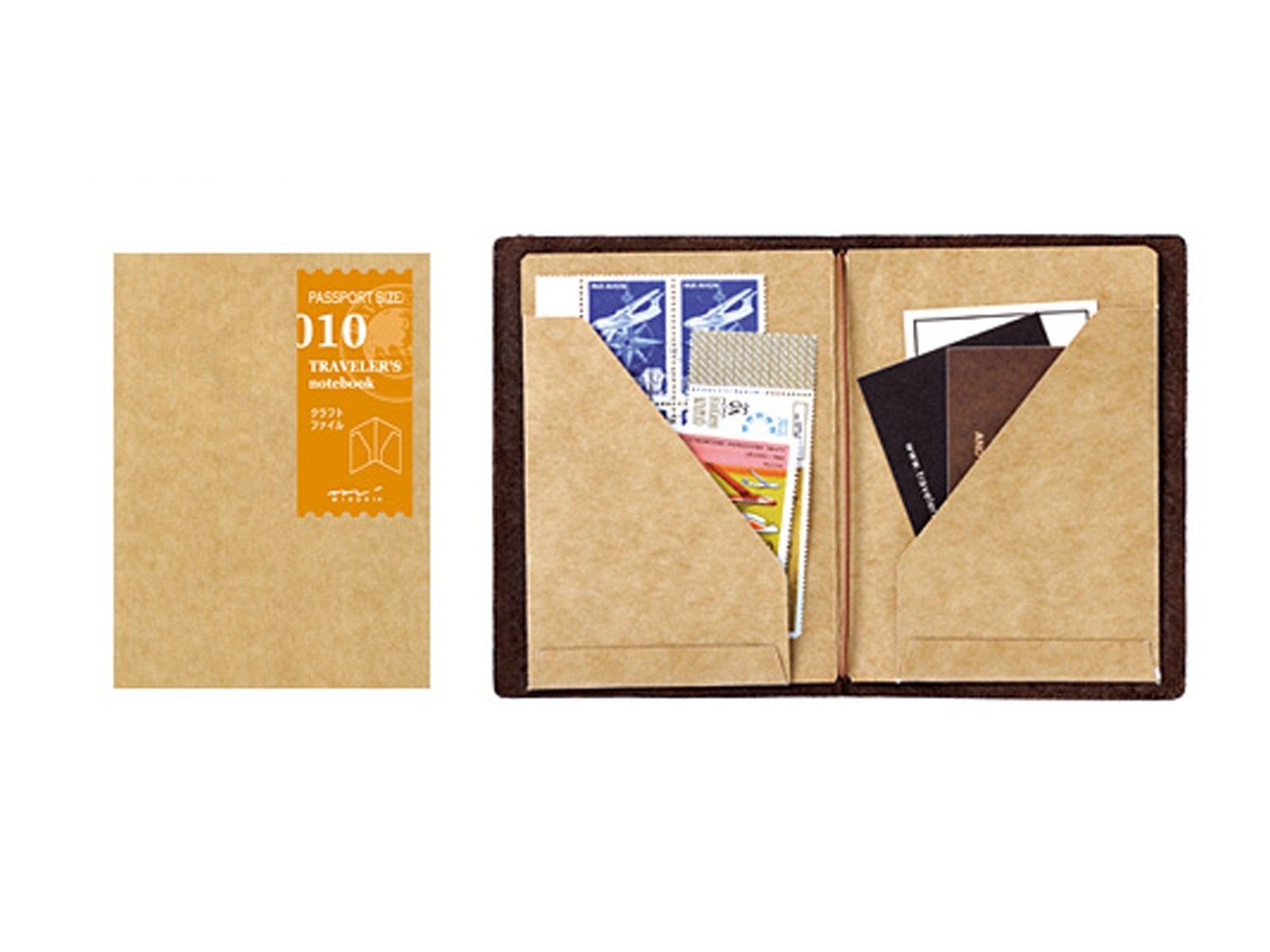 Midori Traveler’s Notebook Passport Size Refill (010) Craft File 1 PACK, brown