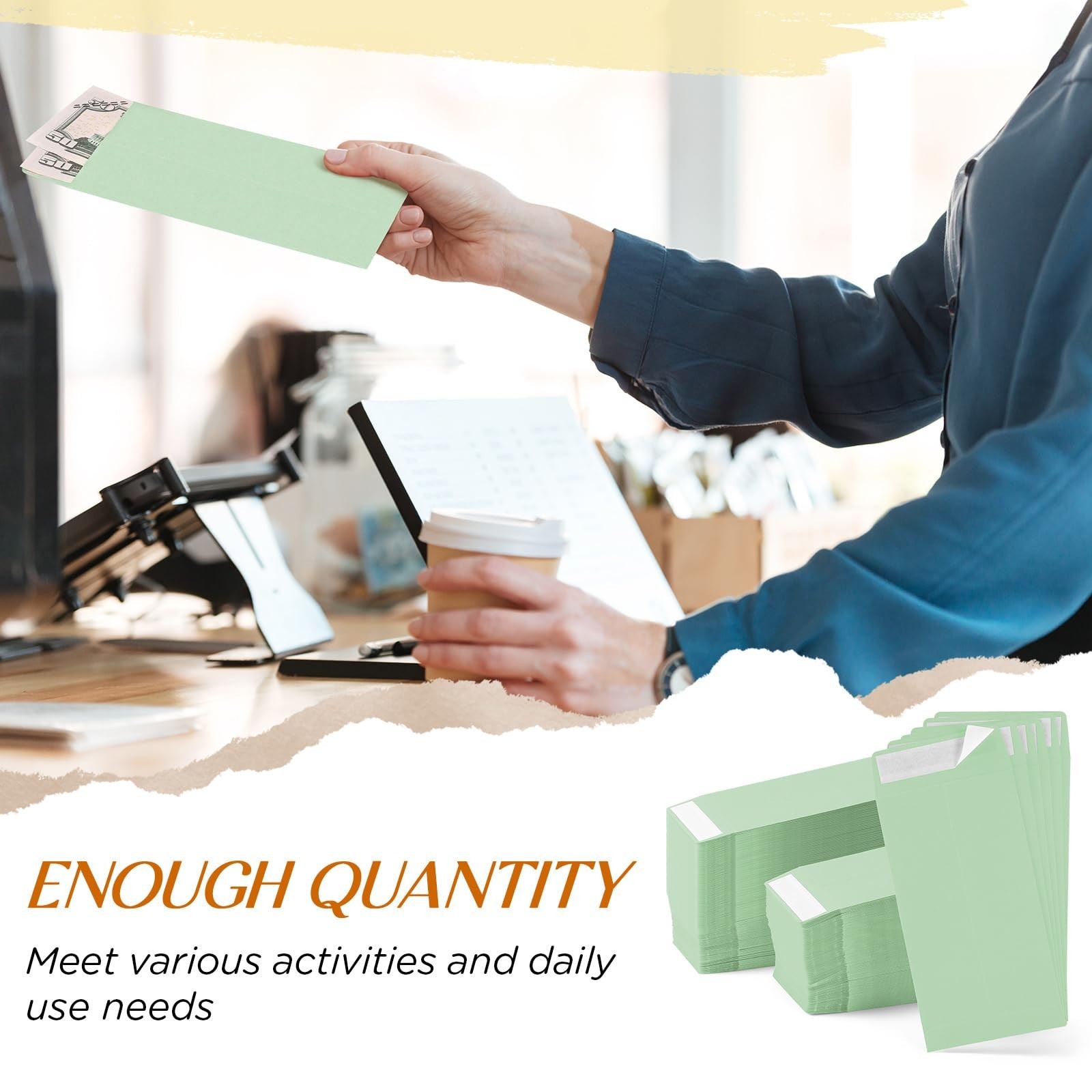 500 Pcs Cash Envelopes Bulk – 110 GSM Money Saving Challenge, Gummed Flap, 3.5″x