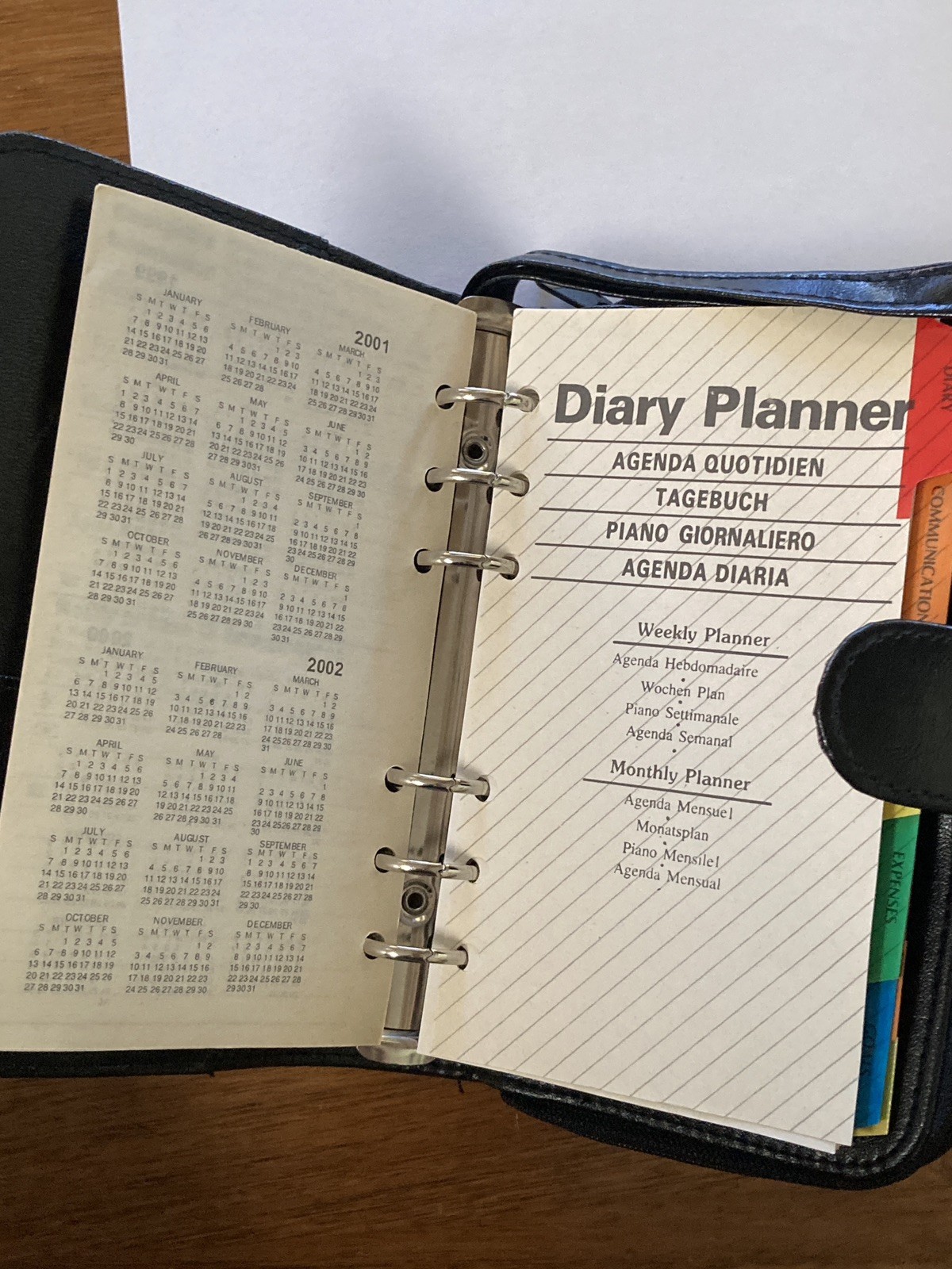 Vintage 90s Day Planner Organizer Y2K Binder Black Faux Leather Six Rings 5×7