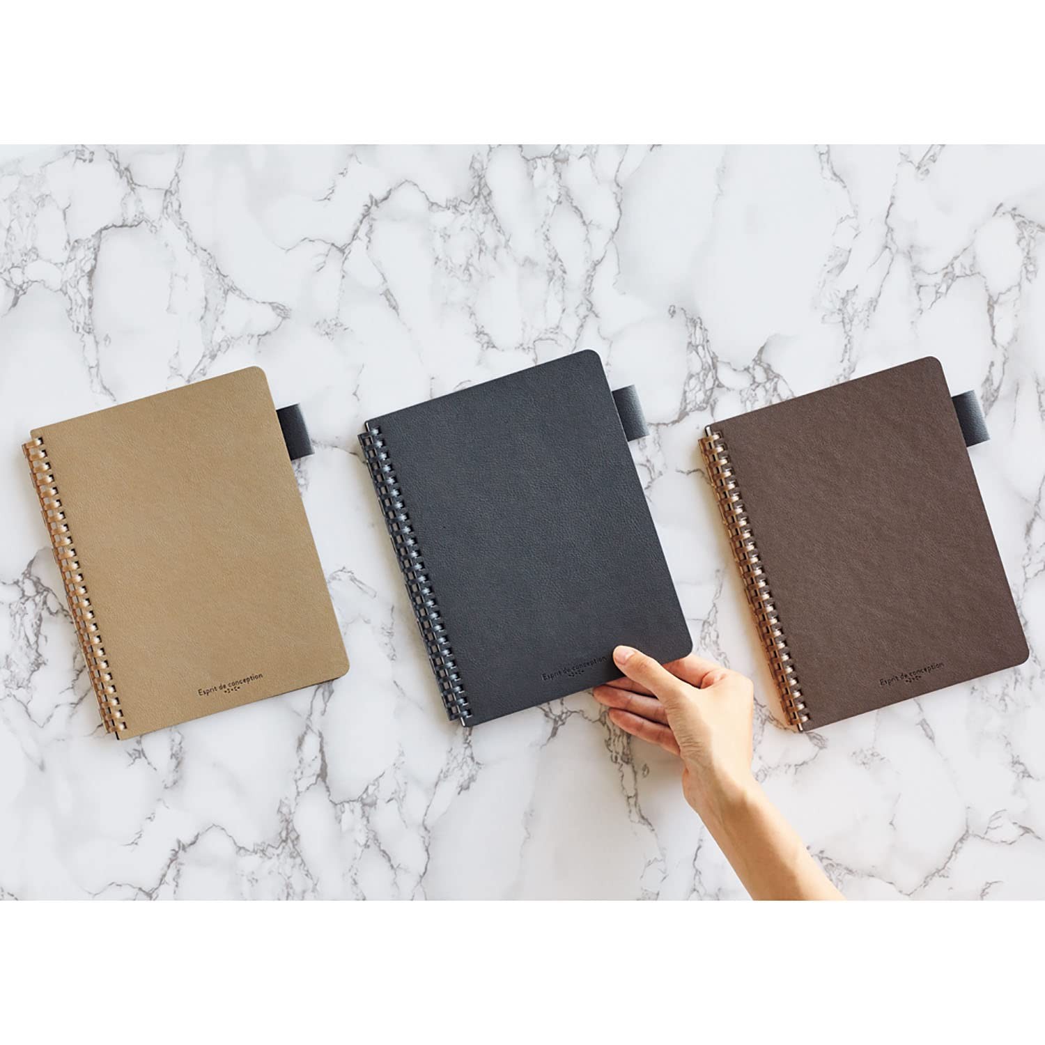 Lihit lab. Open Ring Notebook Synthetic Leather Cover A5 Gray N2993-27