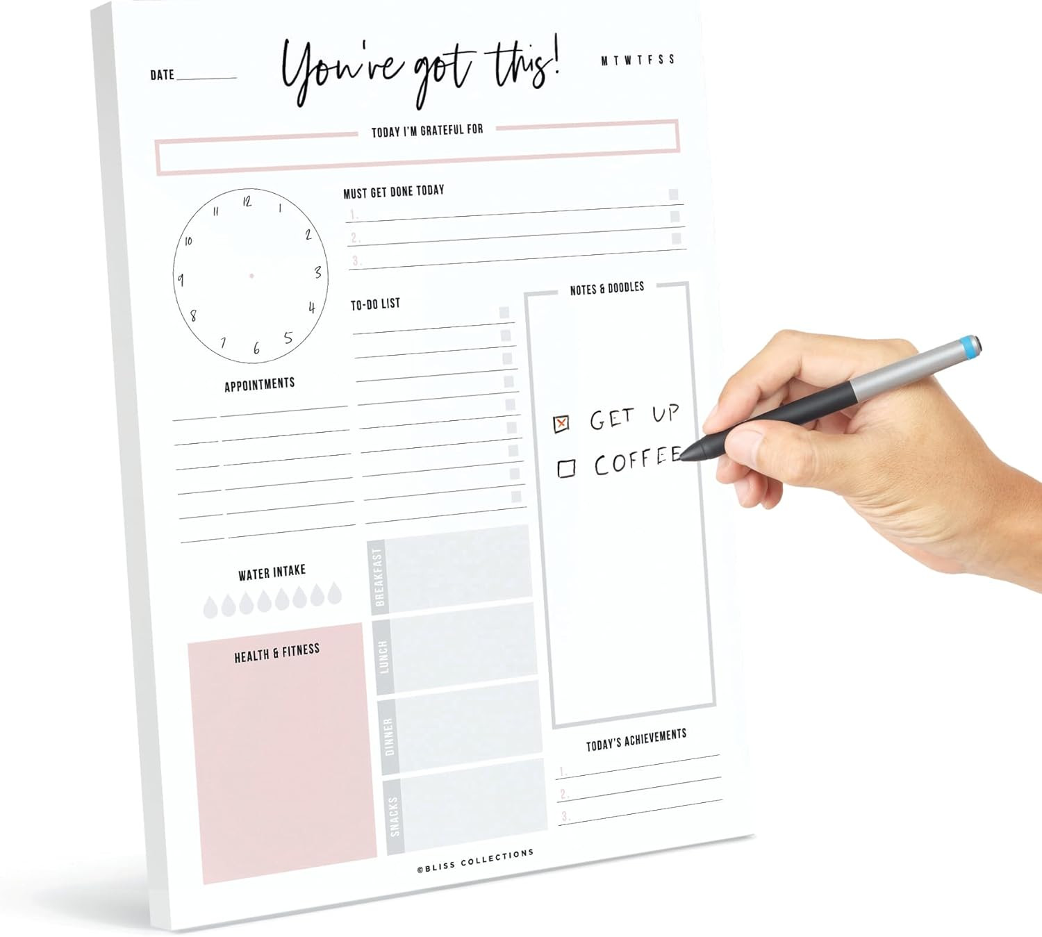 Boost Productivity with Undated Daily Planner – 50 Tear-Off Sheets – Goal Settin