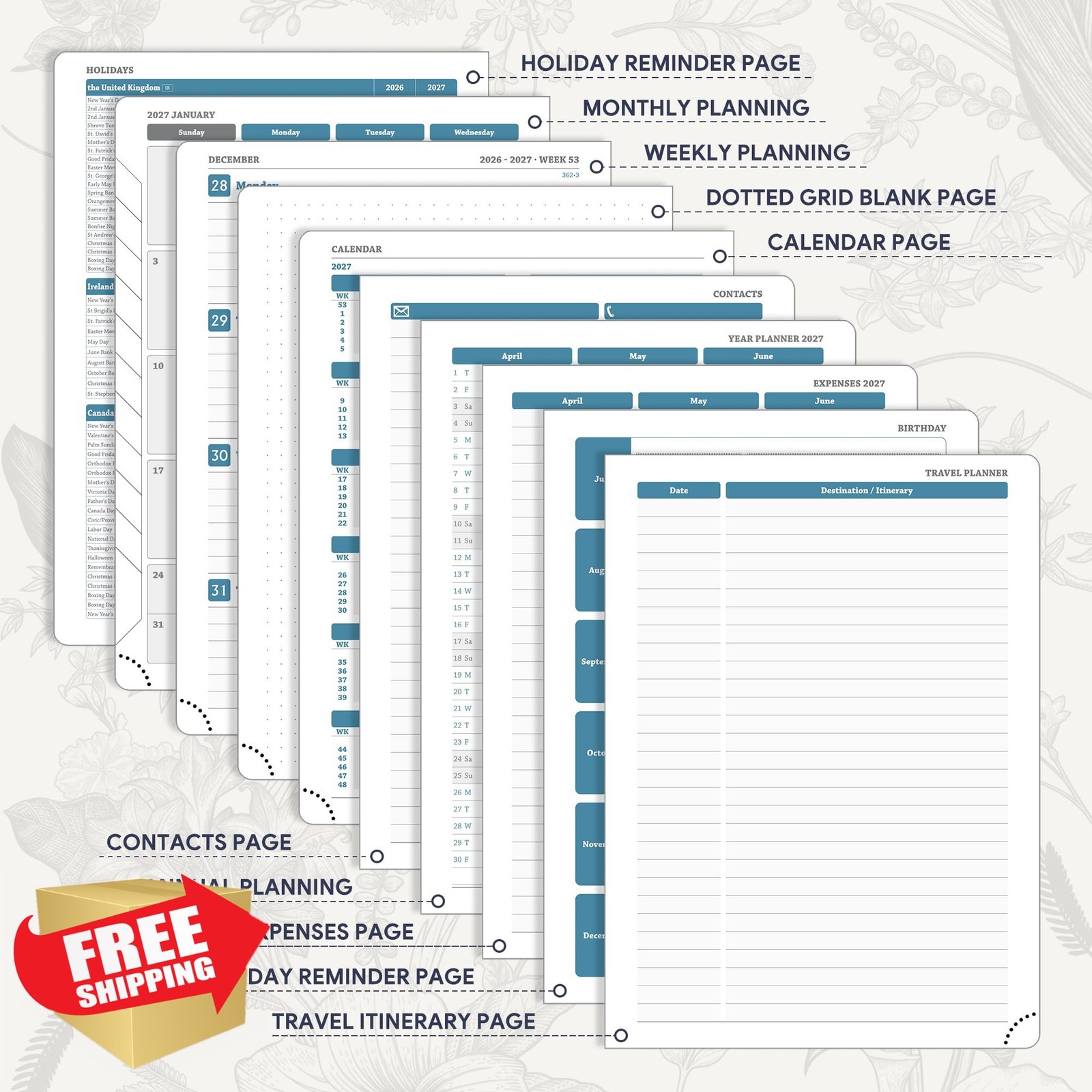 IN-LUXPRO Black 18 Month Planner Jul26-Dec27 6.5″x8.5″