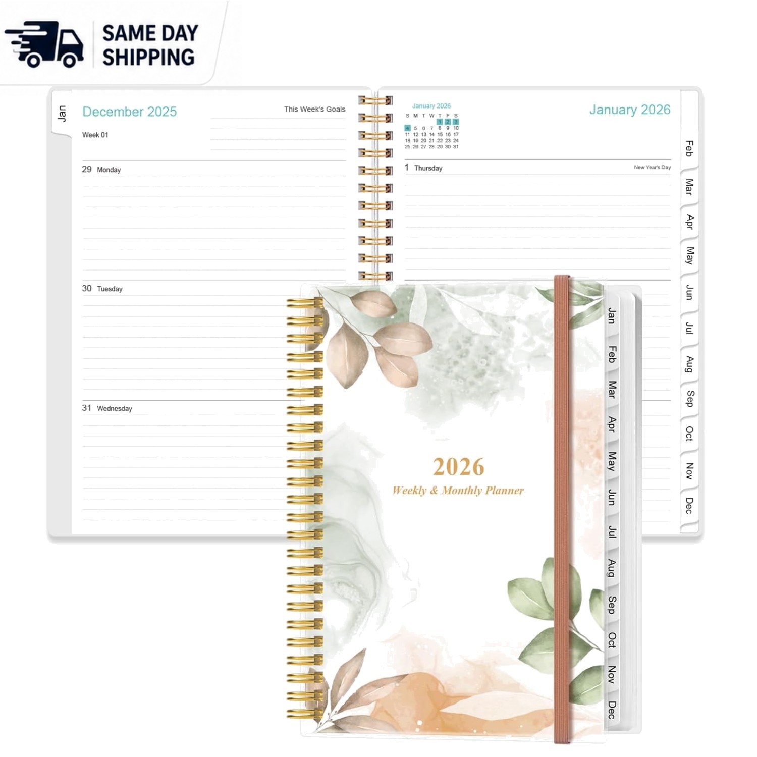 2026 Rose Leaf Planner – Weekly & Monthly Organization with High-Quality Pages
