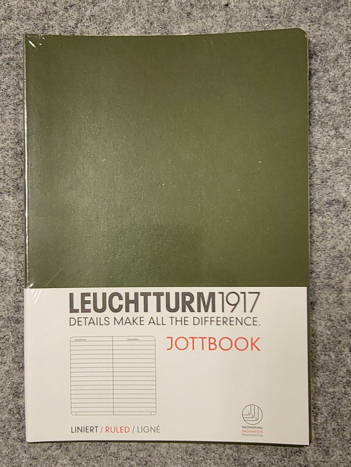 NEW Leuchtturm 1917 Jottbook Ruled Army Green