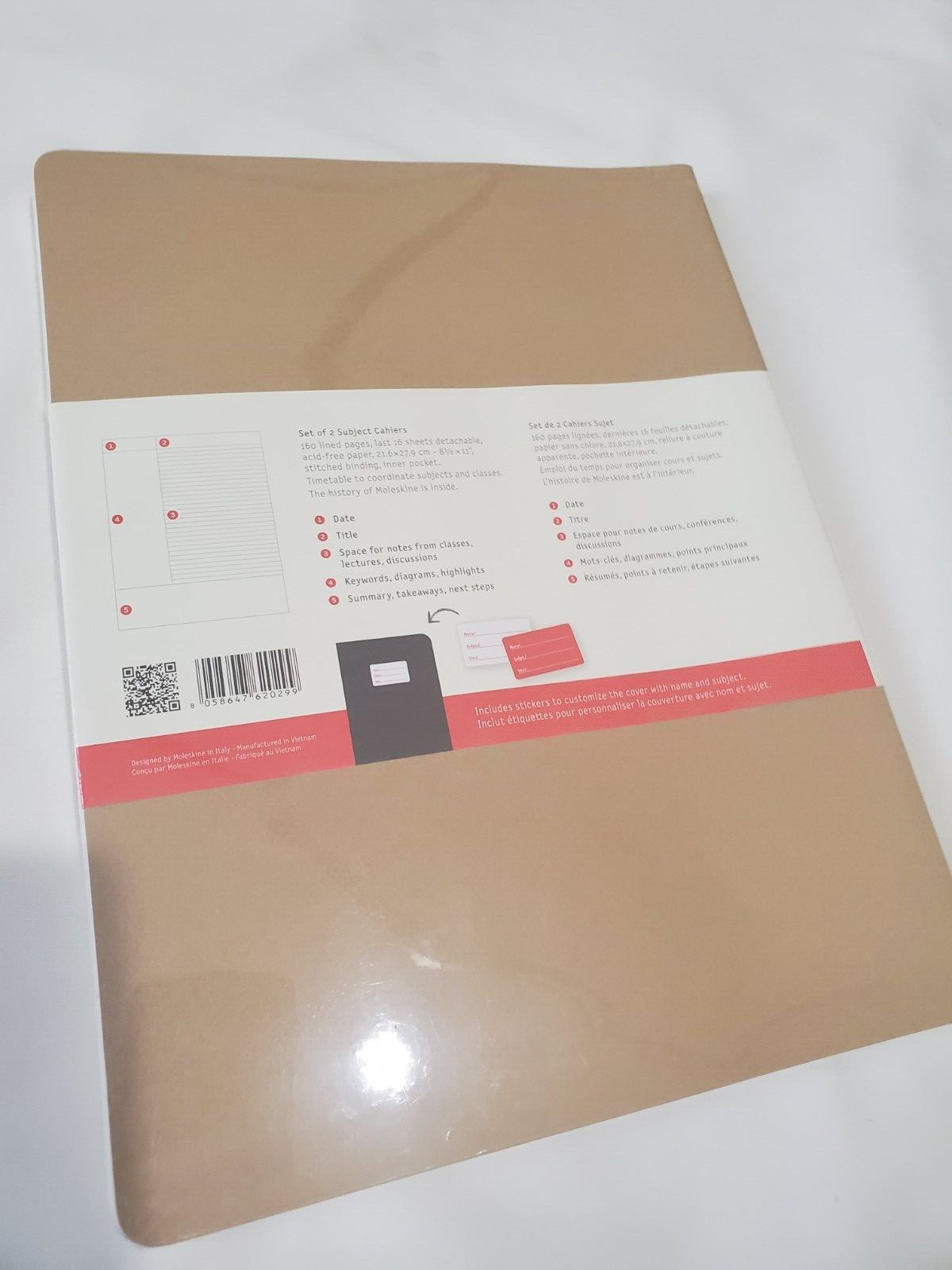 Moleskine Subject Cahier Notebook Set of 2 Black/ Kraft Brown New 8.5 x 11 inch