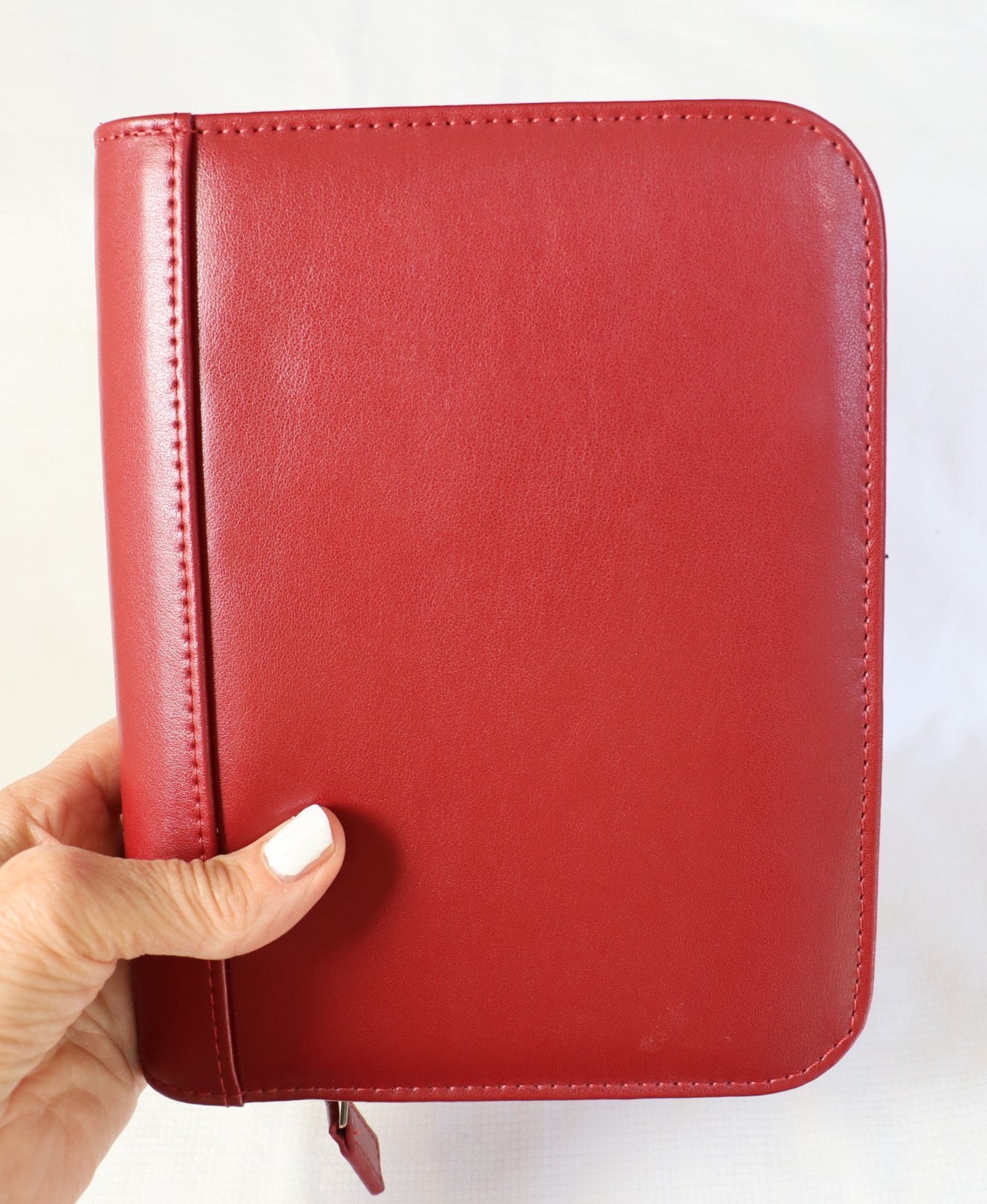 Franklin Covey Classic Red Soft Leather Zip Around Ring Binder Planner 8.5″ NEW