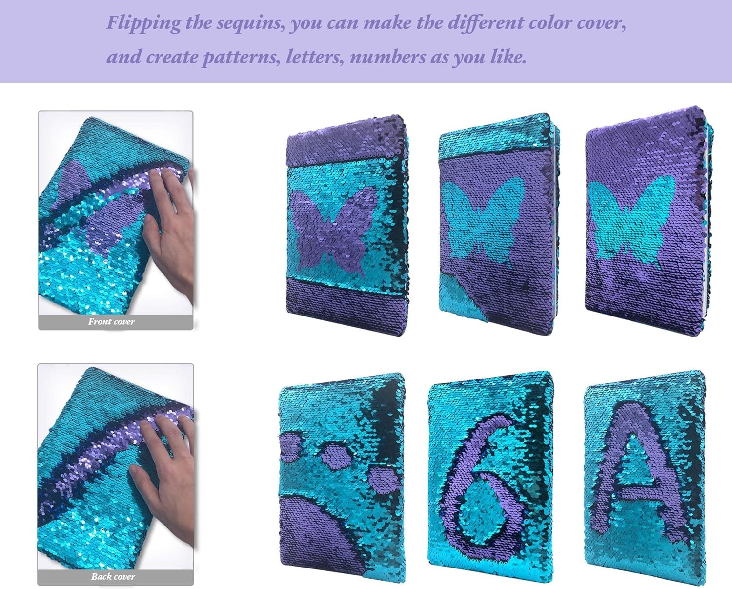 Sequin Girls Journal for Kids, 8.5×5.5 Inches 160 Lined Pages Diary for Girls…