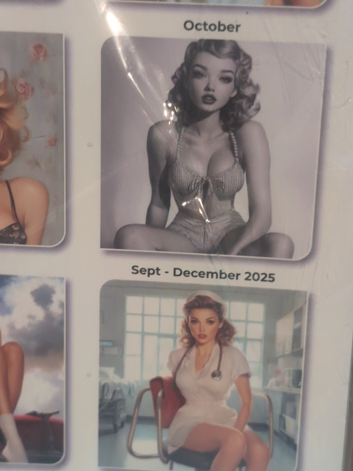 Retro Sexy Vintage Pin Up Girls Calendar 2026 Large 12×24 USA tattoo Shop Art